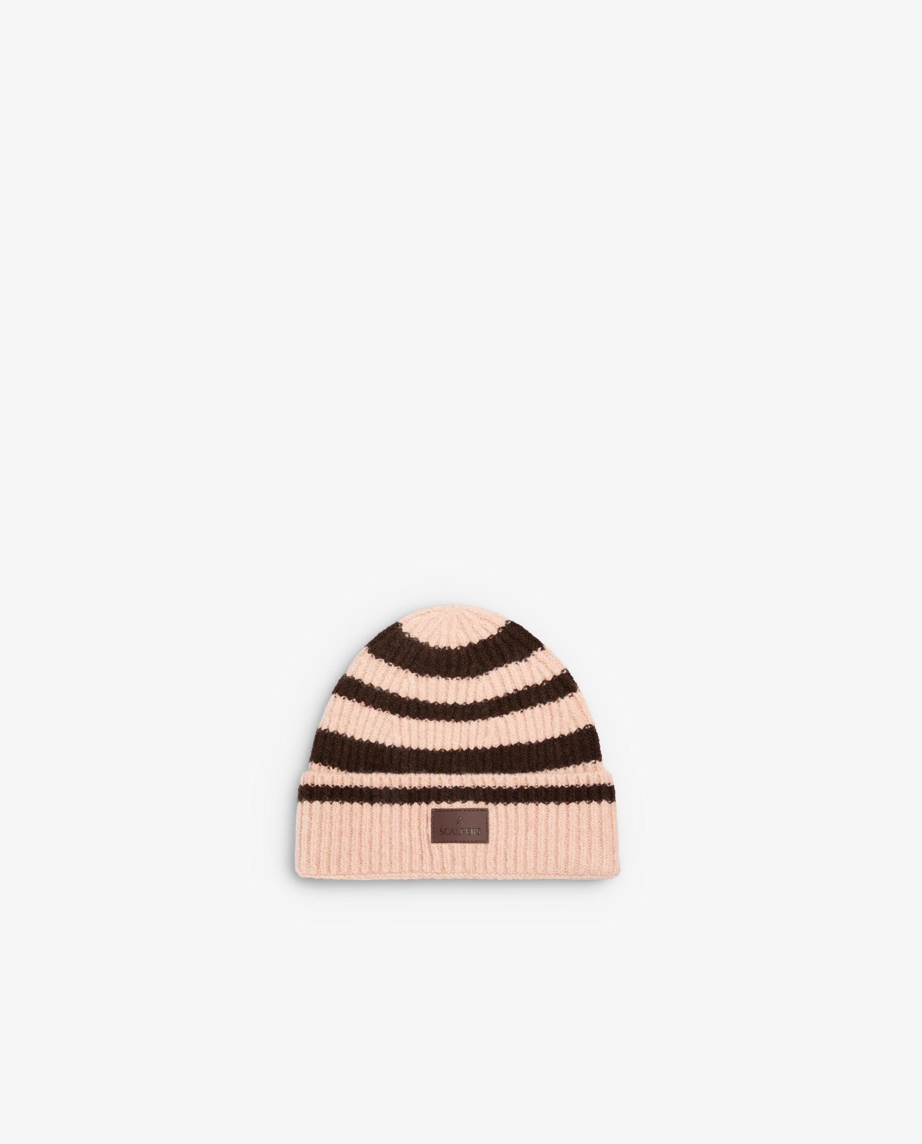 Imagen 1 de Gorro de mujer de punto a rayas - Scalpers - Marrón Marrón