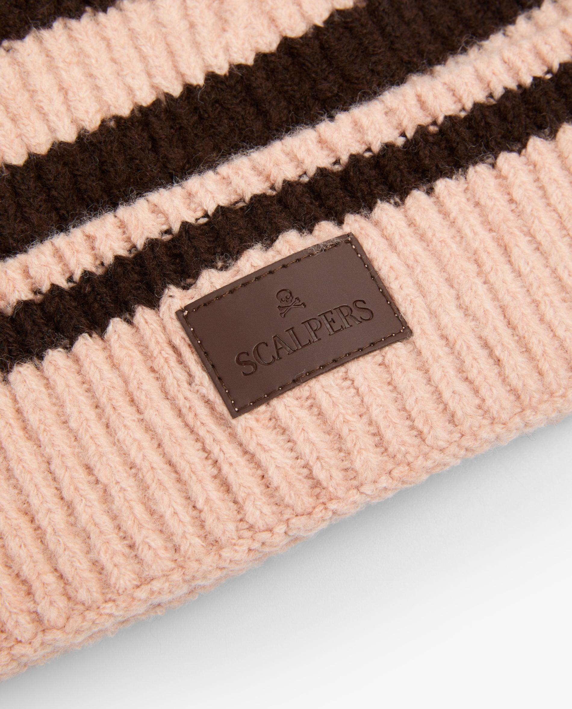 Imagen 3 de Gorro de mujer de punto a rayas - Scalpers - Marrón Marrón