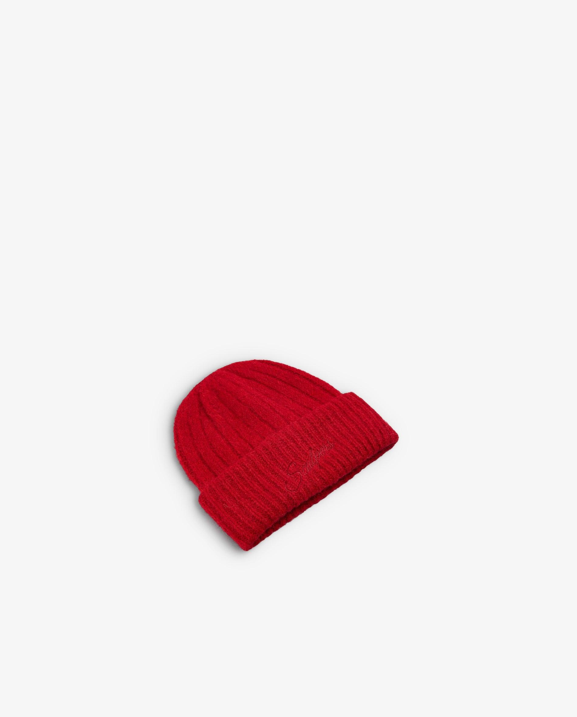 Imagen 3 de Gorro de mujer de punto canalé con vuelta en el bajo - Scalpers - Rojo Rojo