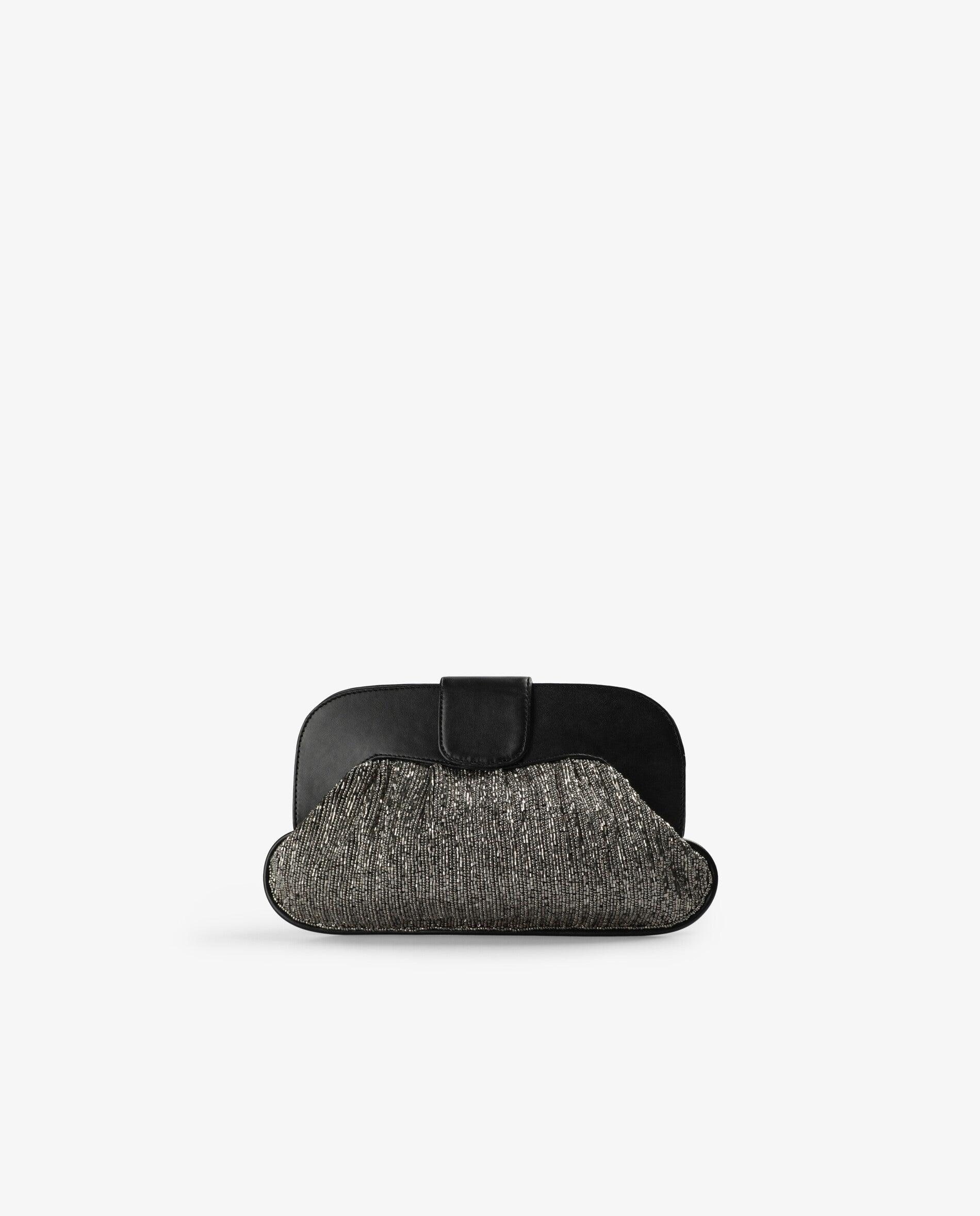 Bolso de mano de abalorios con cadena extraíble - Scalpers - Plata Plata-3