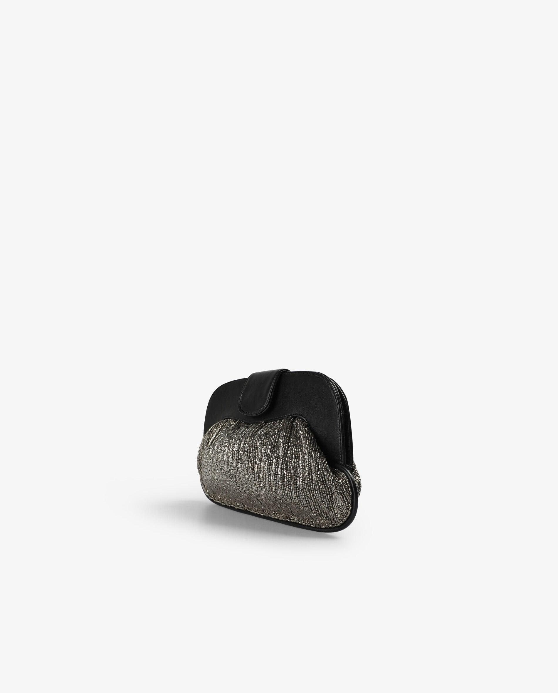 Bolso de mano de abalorios con cadena extraíble - Scalpers - Plata Plata-2