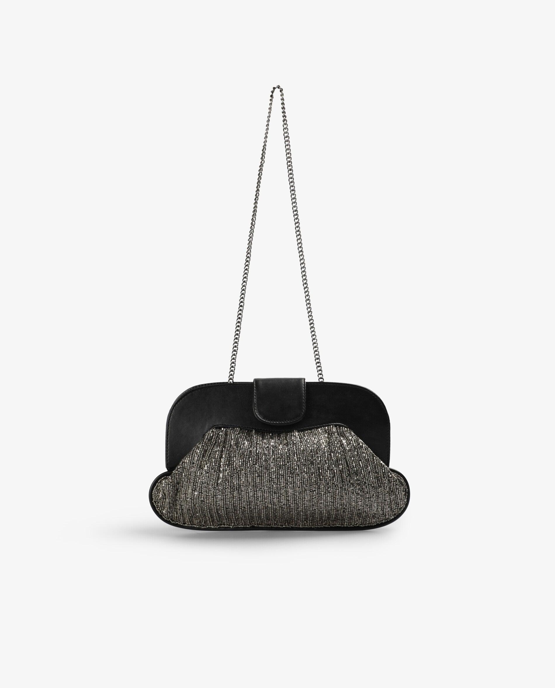 Bolso de mano de abalorios con cadena extraíble - Scalpers - Plata Plata-4