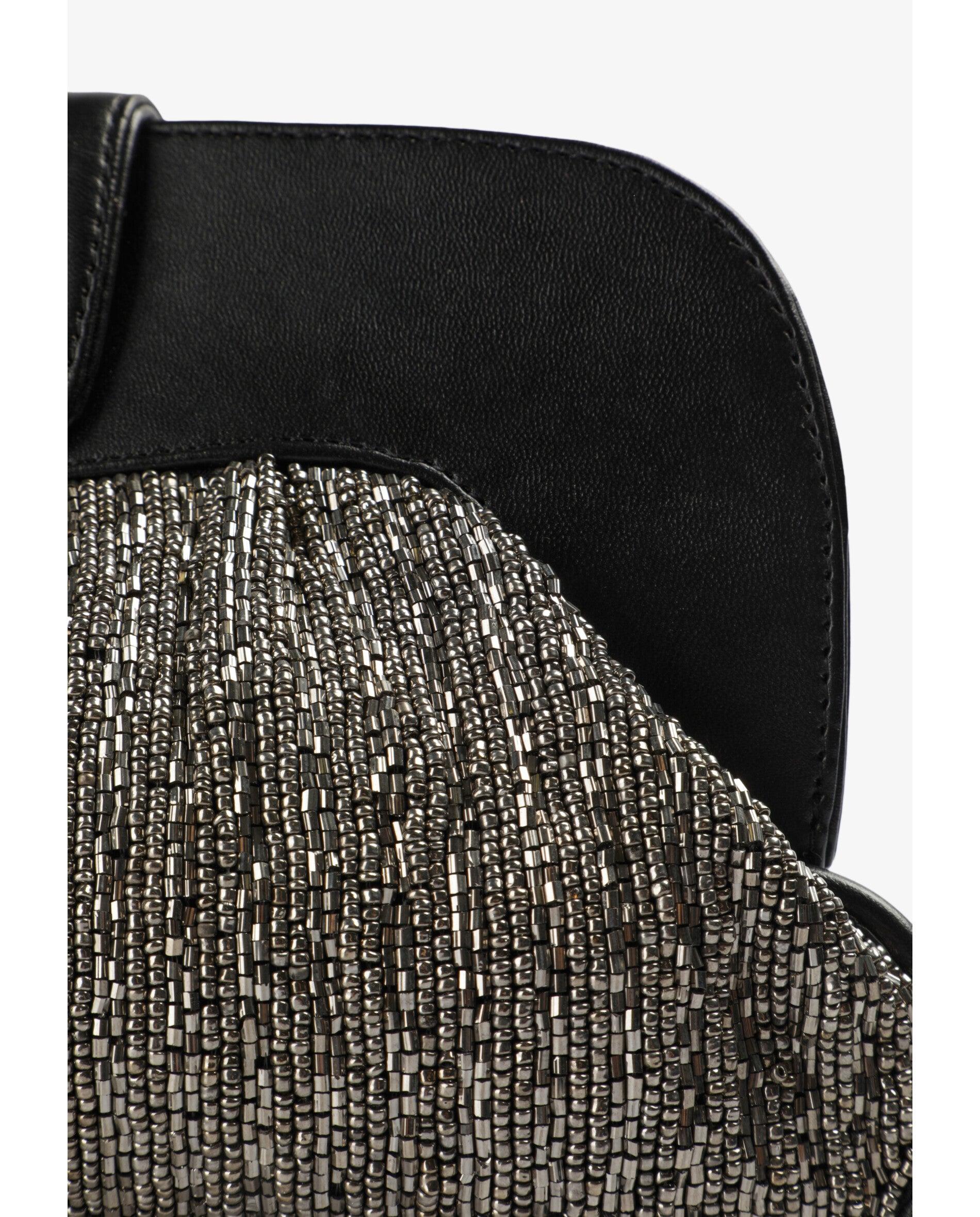 Bolso de mano de abalorios con cadena extraíble - Scalpers - Plata Plata-5