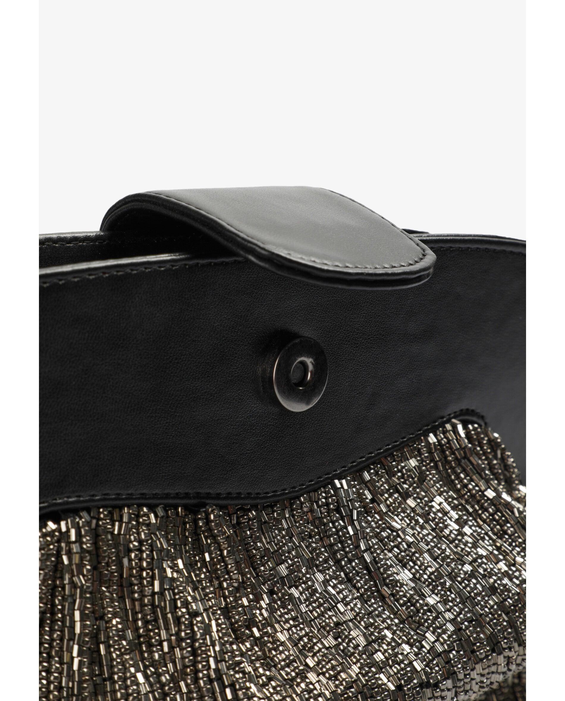Bolso de mano de abalorios con cadena extraíble - Scalpers - Plata Plata-8