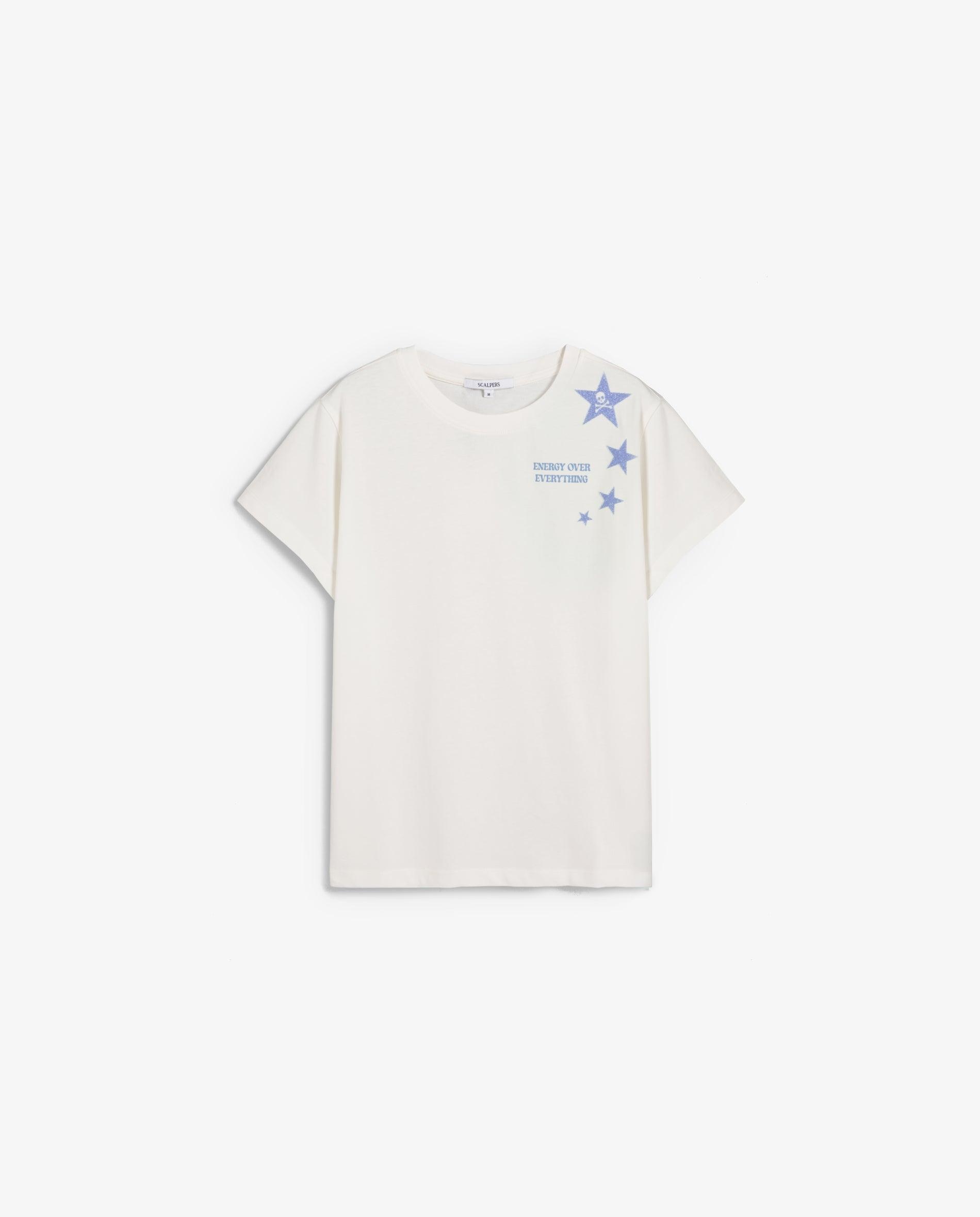 Imagen 1 de Camiseta de mujer relaxed fit con estrellas en glitter Blanco