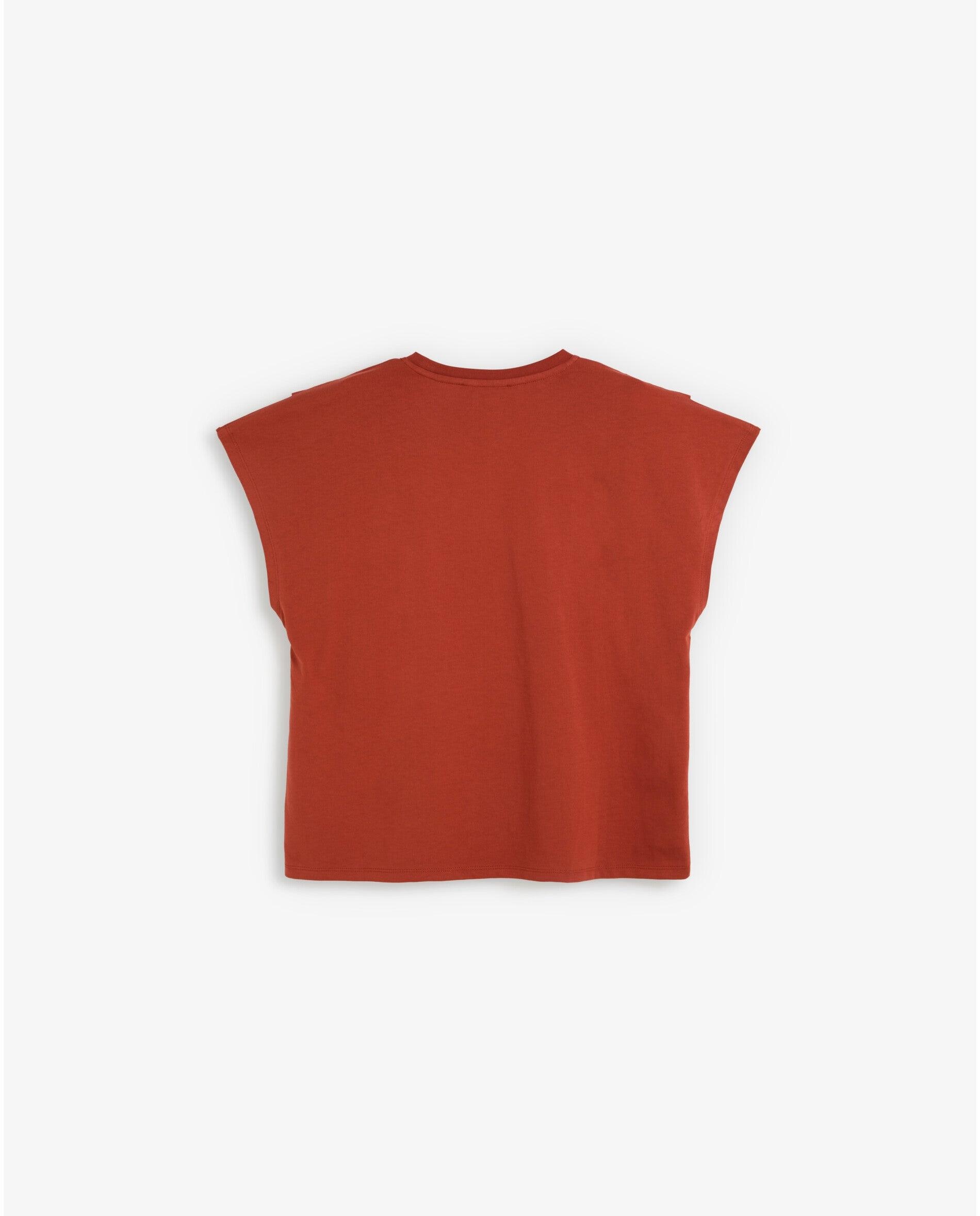Camiseta de mujer con pliegues y studs decorativos - Scalpers - Naranja Naranja-2