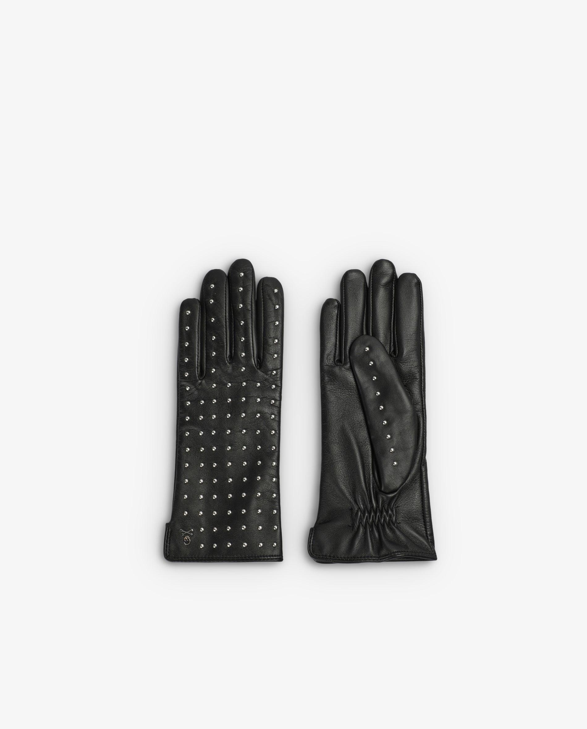 Imagen 1 de Guantes de piel de mujer forrados con studs decorativos - Scalpers - Negro Negro