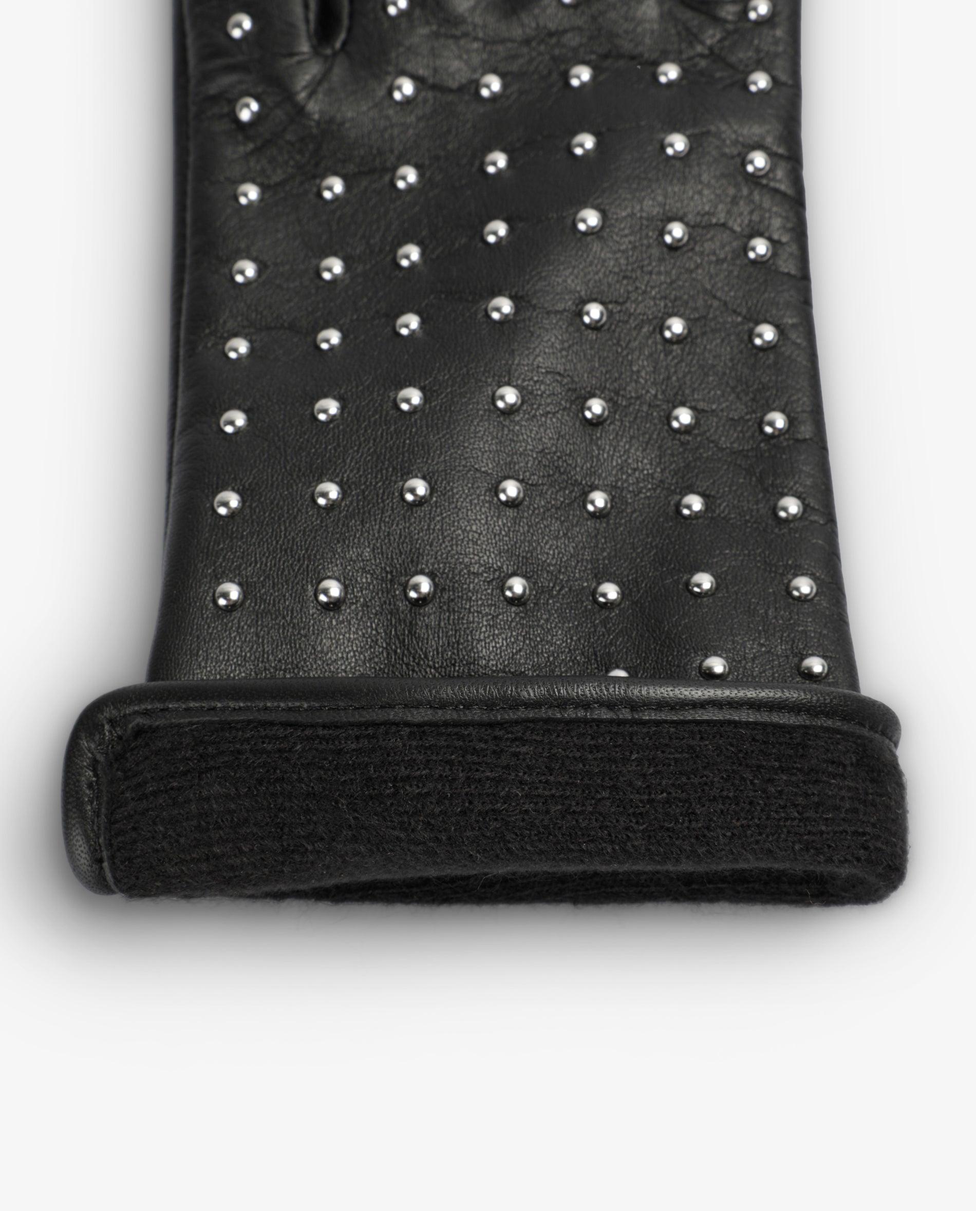 Imagen 4 de Guantes de piel de mujer forrados con studs decorativos - Scalpers - Negro Negro