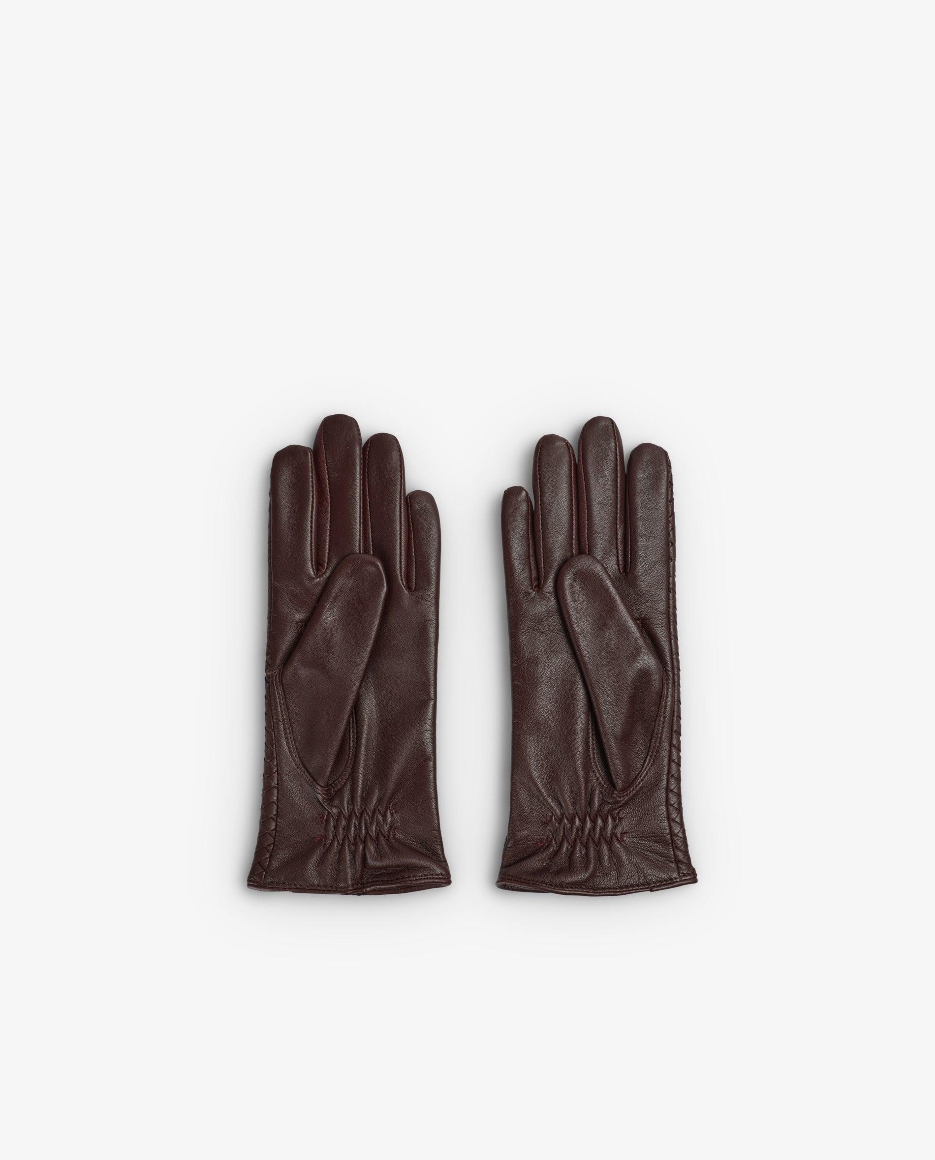 Imagen 2 de Guantes de piel de mujer efecto trenzado con forro - Scalpers - Burdeos Burdeos