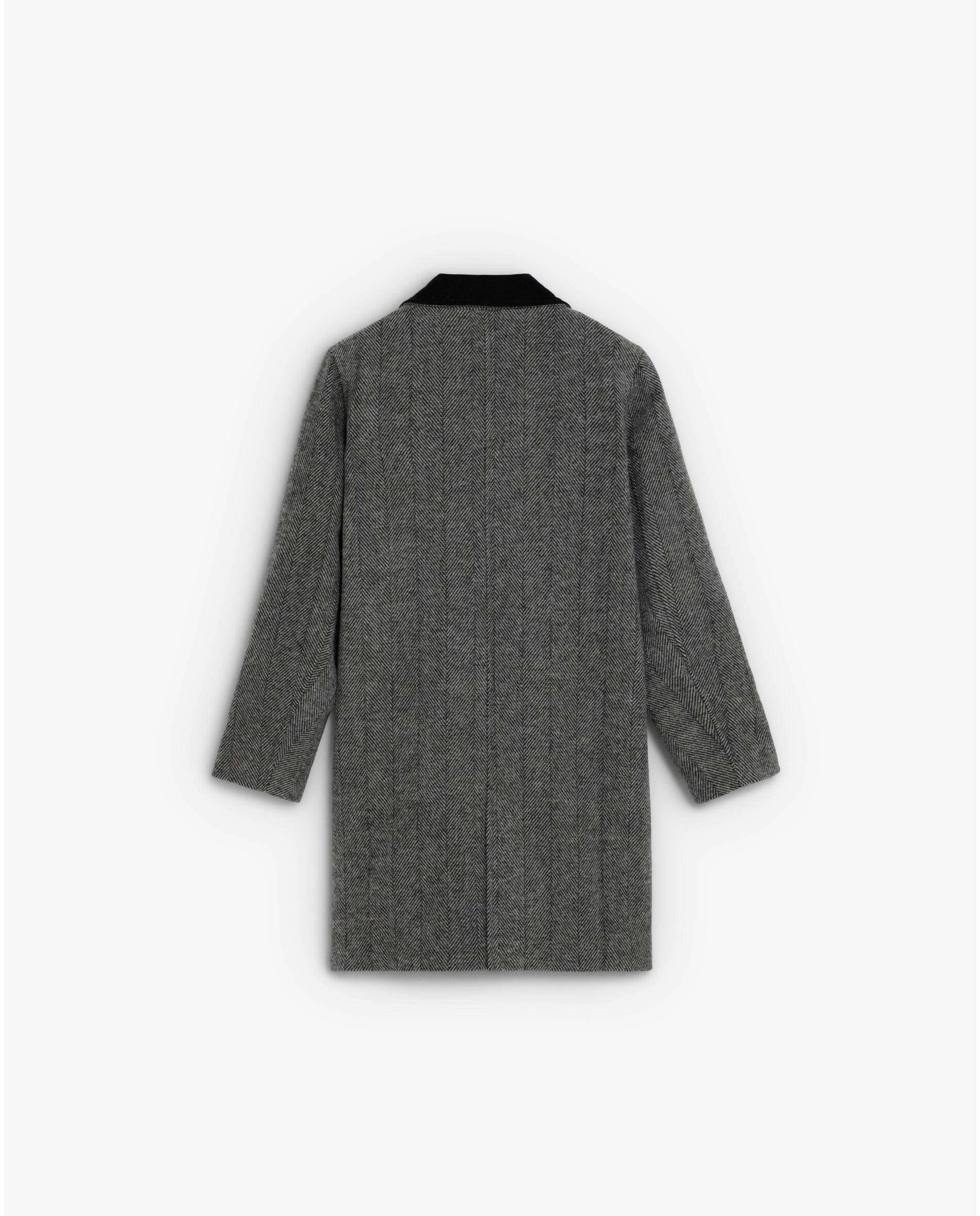 Imagen 2 de Abrigo de paño de niña con estampado de espiga y contrastes - Scalpers - Gris oscuro Gris oscuro