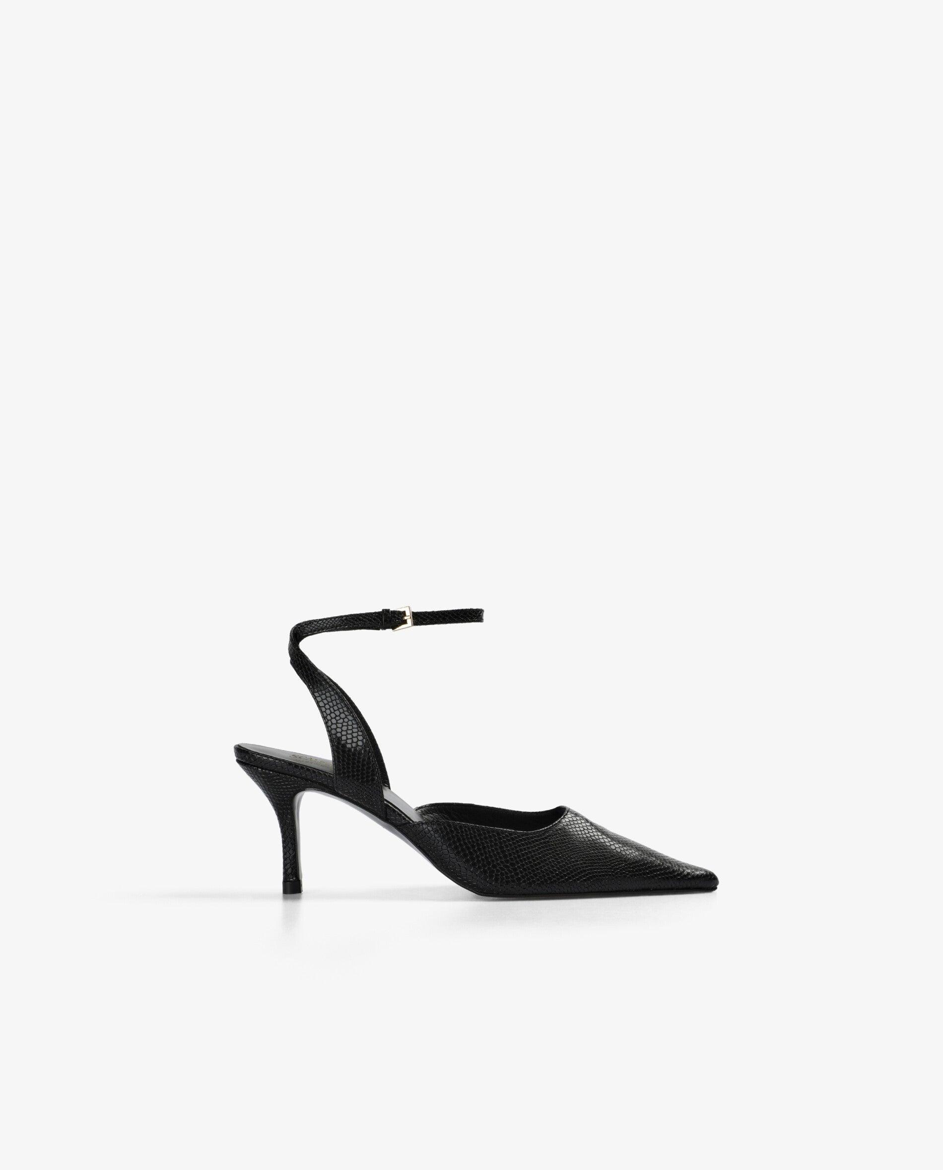 Imagen 0 de Zapatos de salón de mujer destalonados con hebilla ajustable Negro