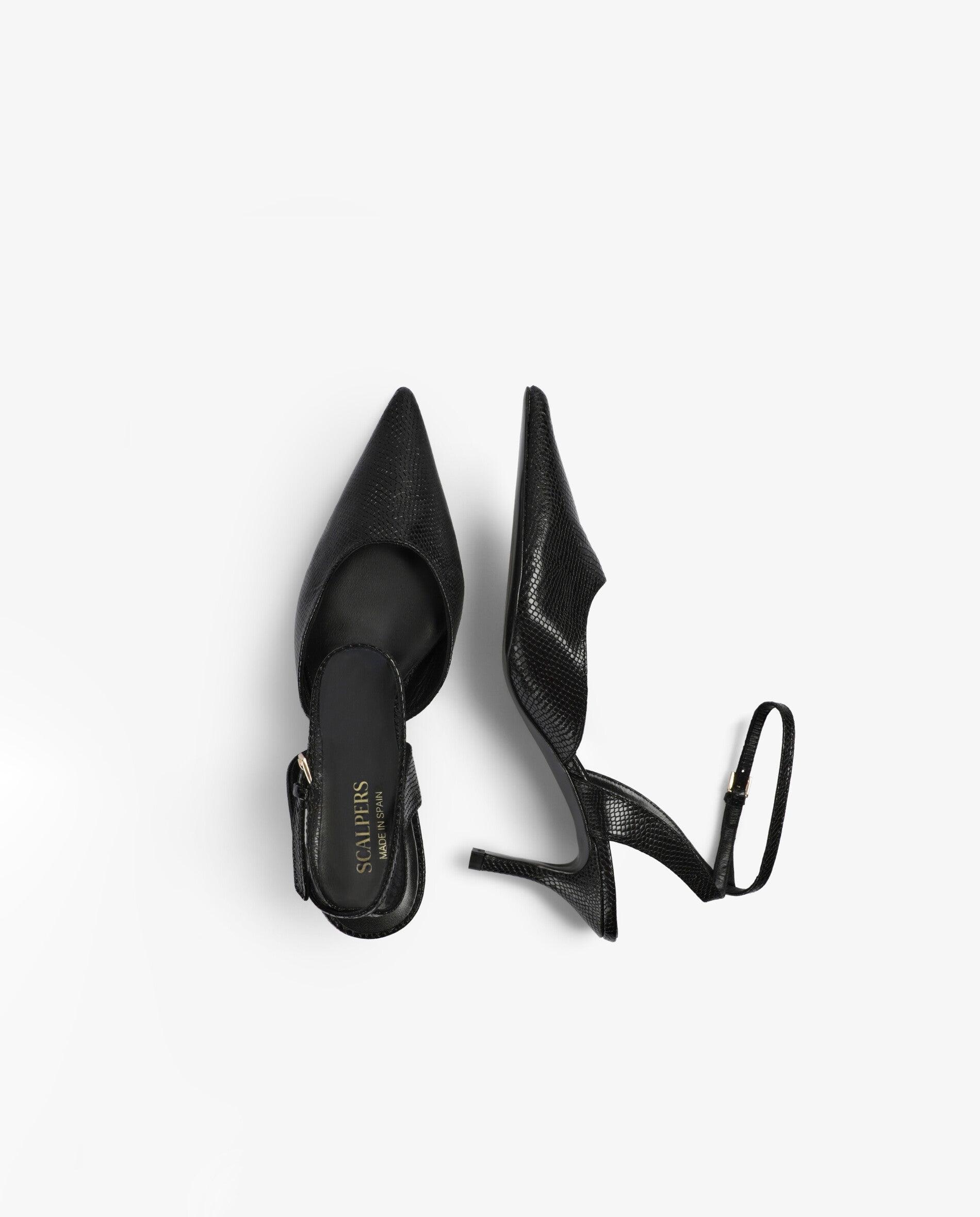 Zapatos de salón de mujer destalonados con hebilla ajustable - Scalpers - Negro Negro-8