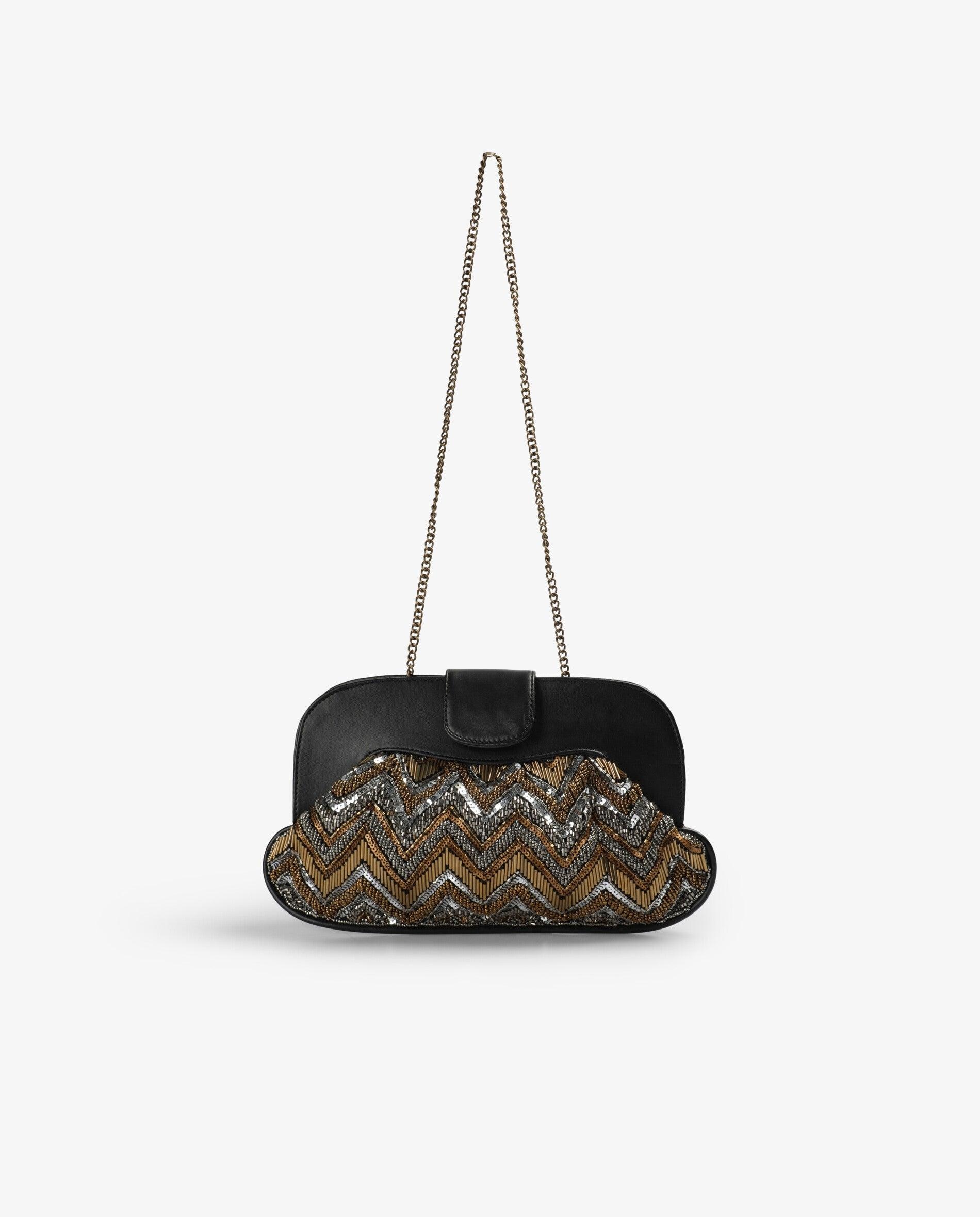 Bolso de mano de abalorios con cadena extraíble - Scalpers - Oro / Plata Oro / Plata-4