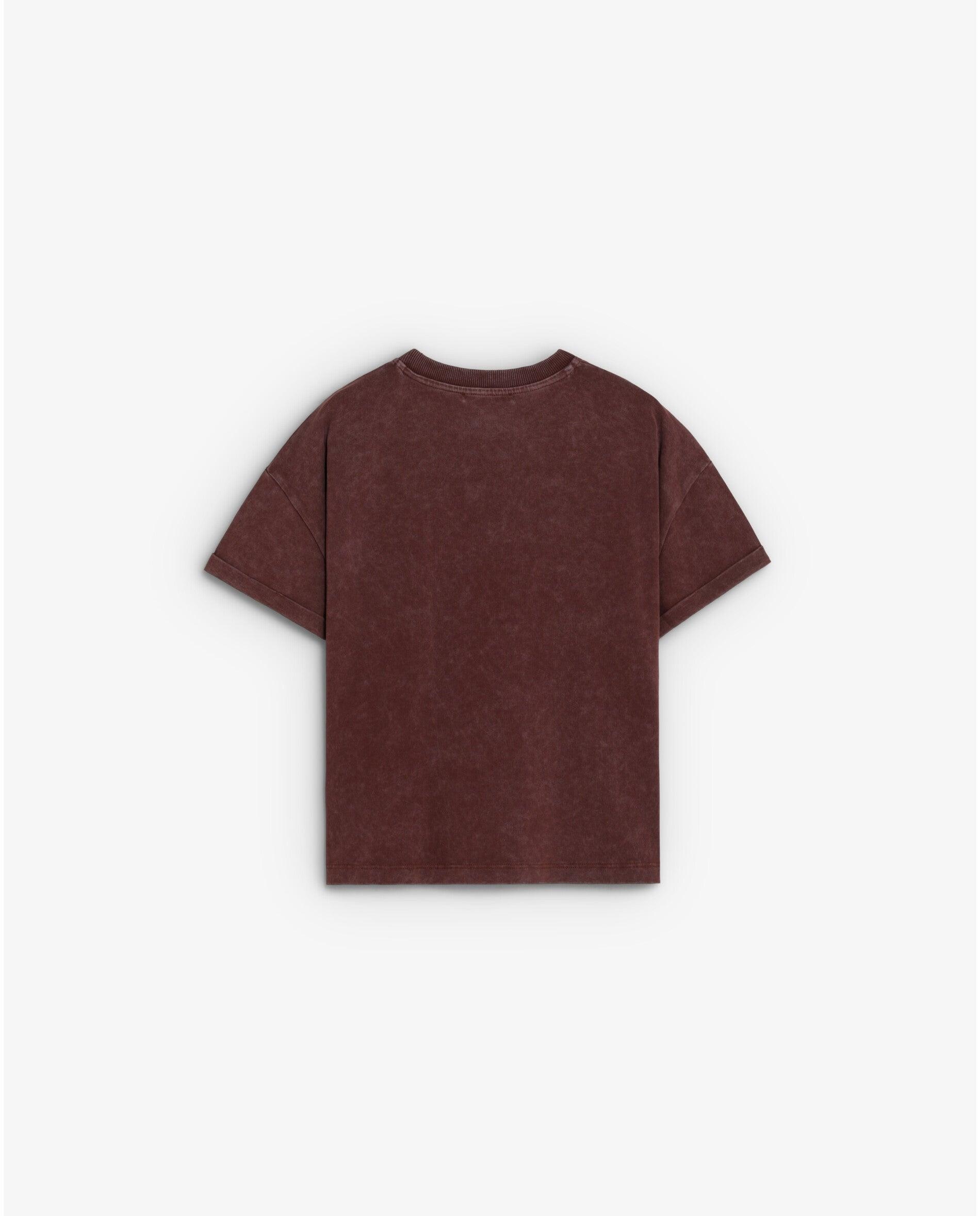 Camiseta de mujer efecto lavado con print frontal - Scalpers - Marrón Marrón-2
