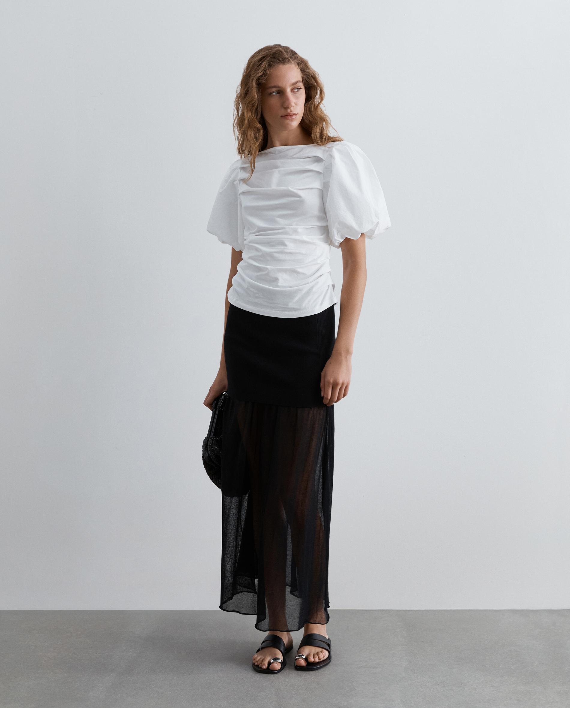 Top de mujer de manga corta y escote drapeado - Scalpers - Blanco Blanco-3