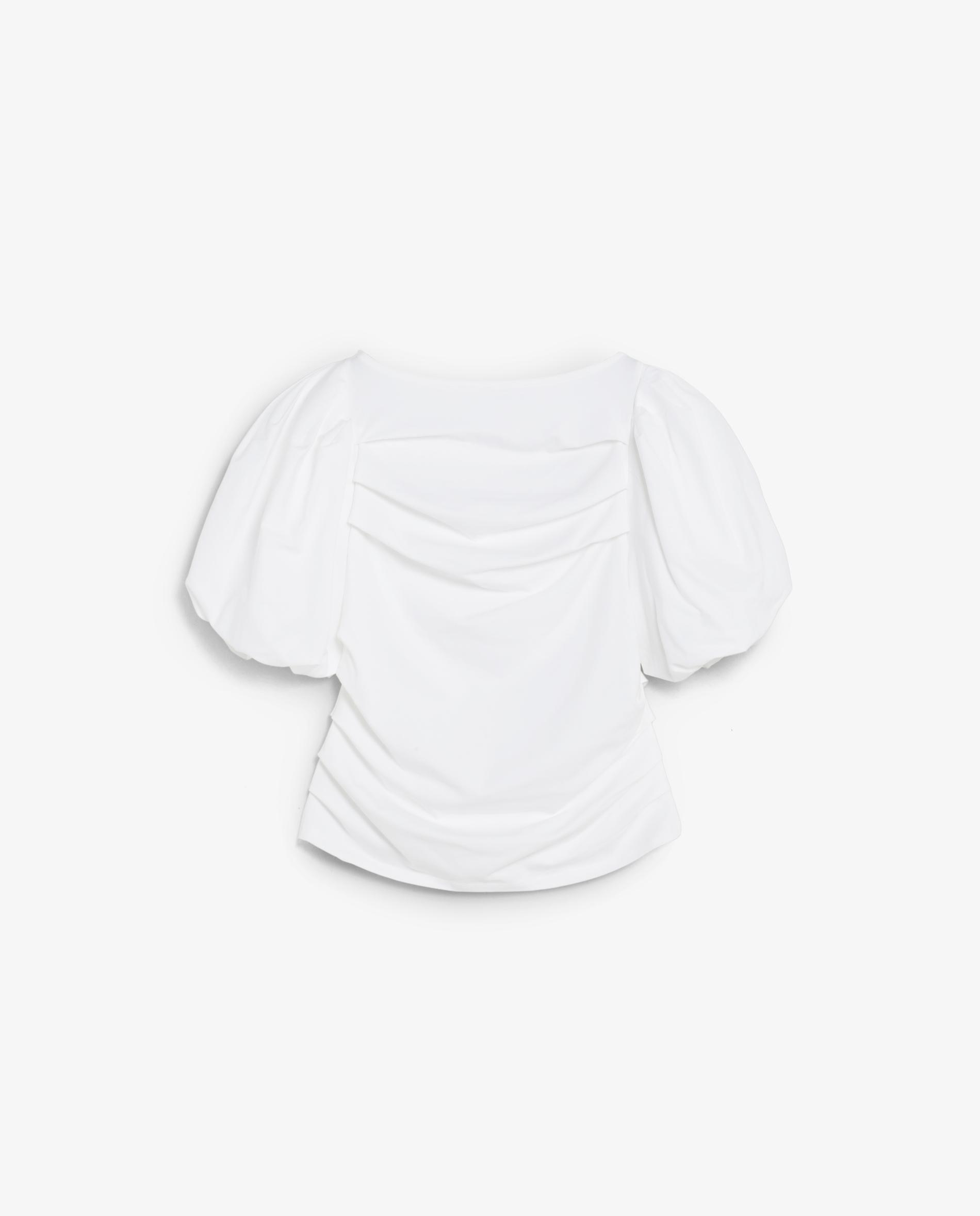 Top de mujer de manga corta y escote drapeado - Scalpers - Blanco Blanco-5