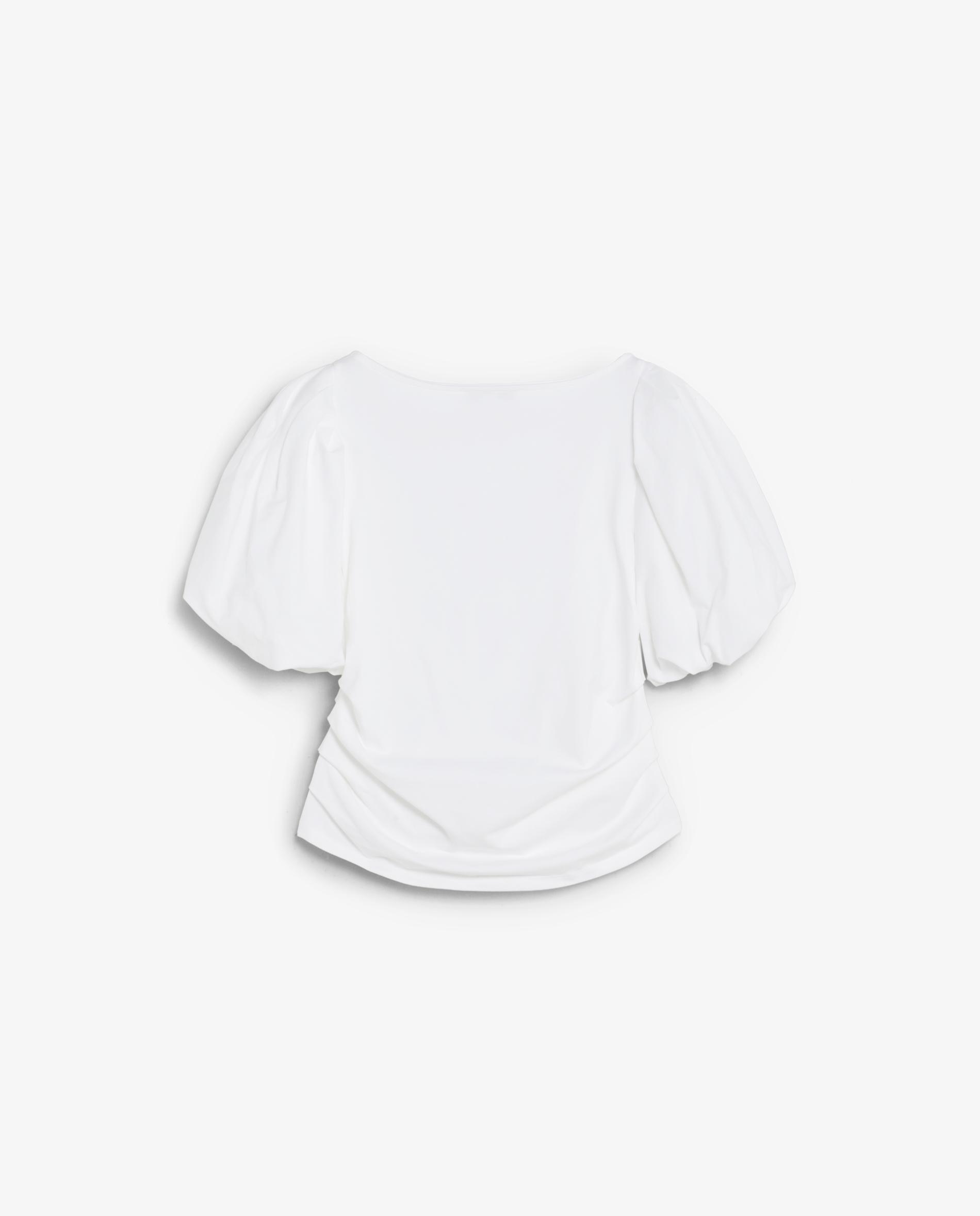 Top de mujer de manga corta y escote drapeado - Scalpers - Blanco Blanco-4