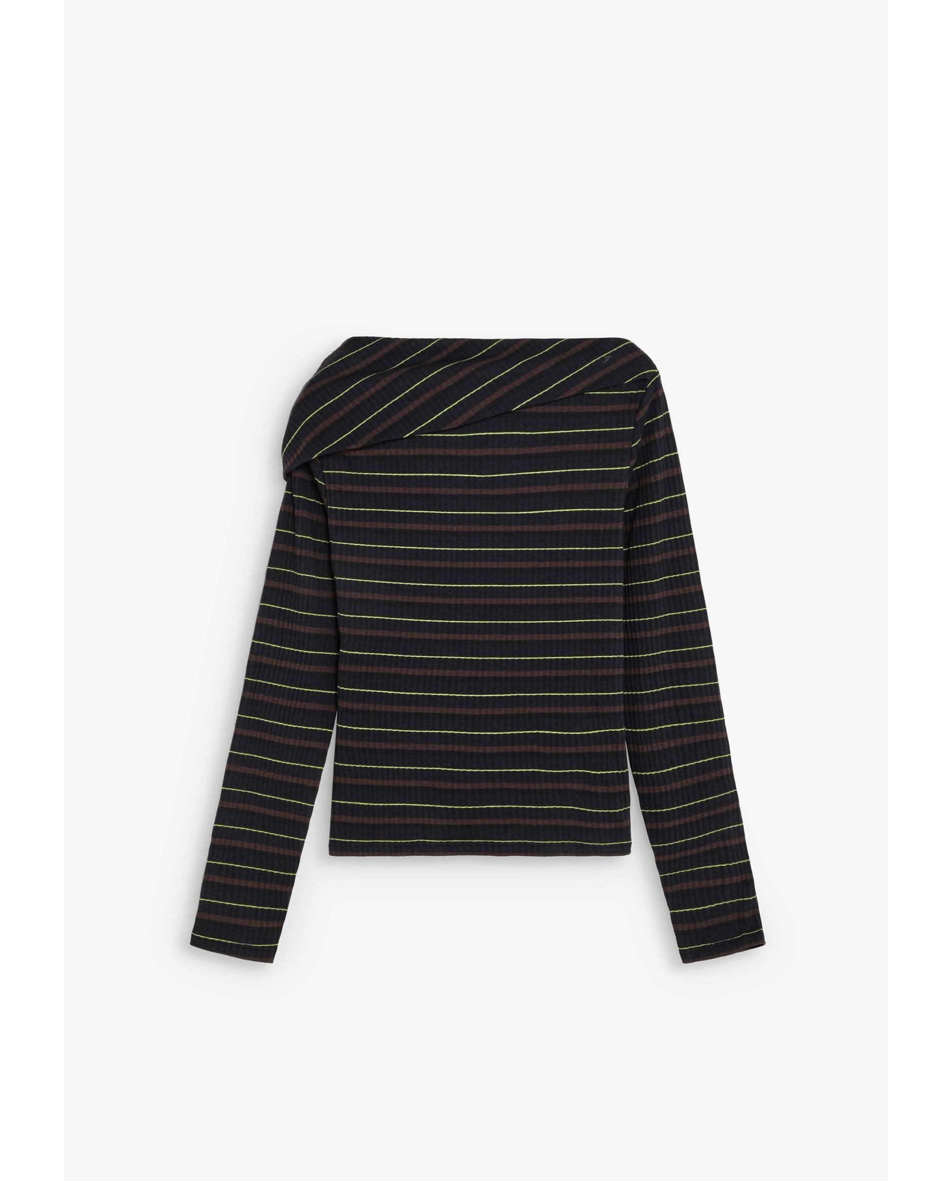 Camiseta de mujer en tejido acanalado de rayas - Scalpers - Navy Navy-1