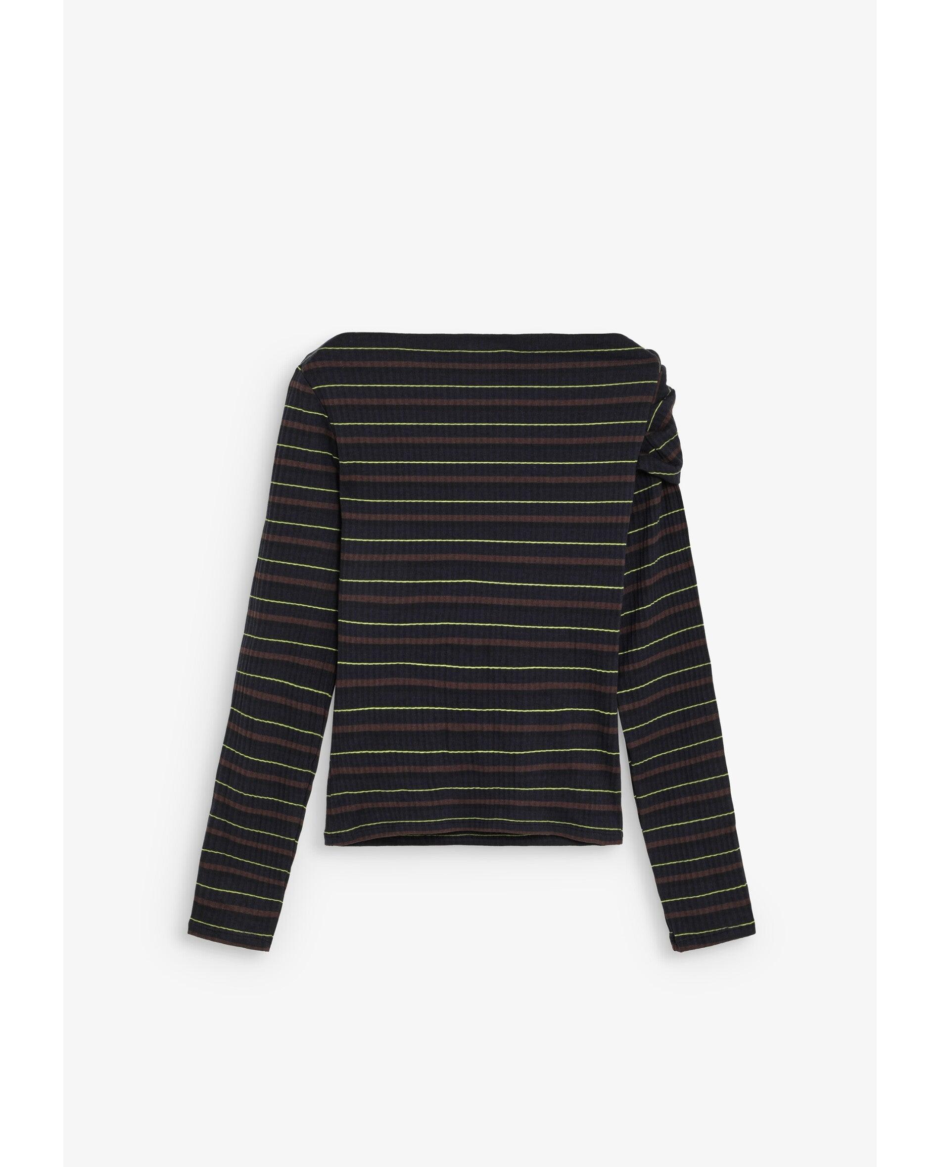 Camiseta de mujer en tejido acanalado de rayas - Scalpers - Navy Navy-2