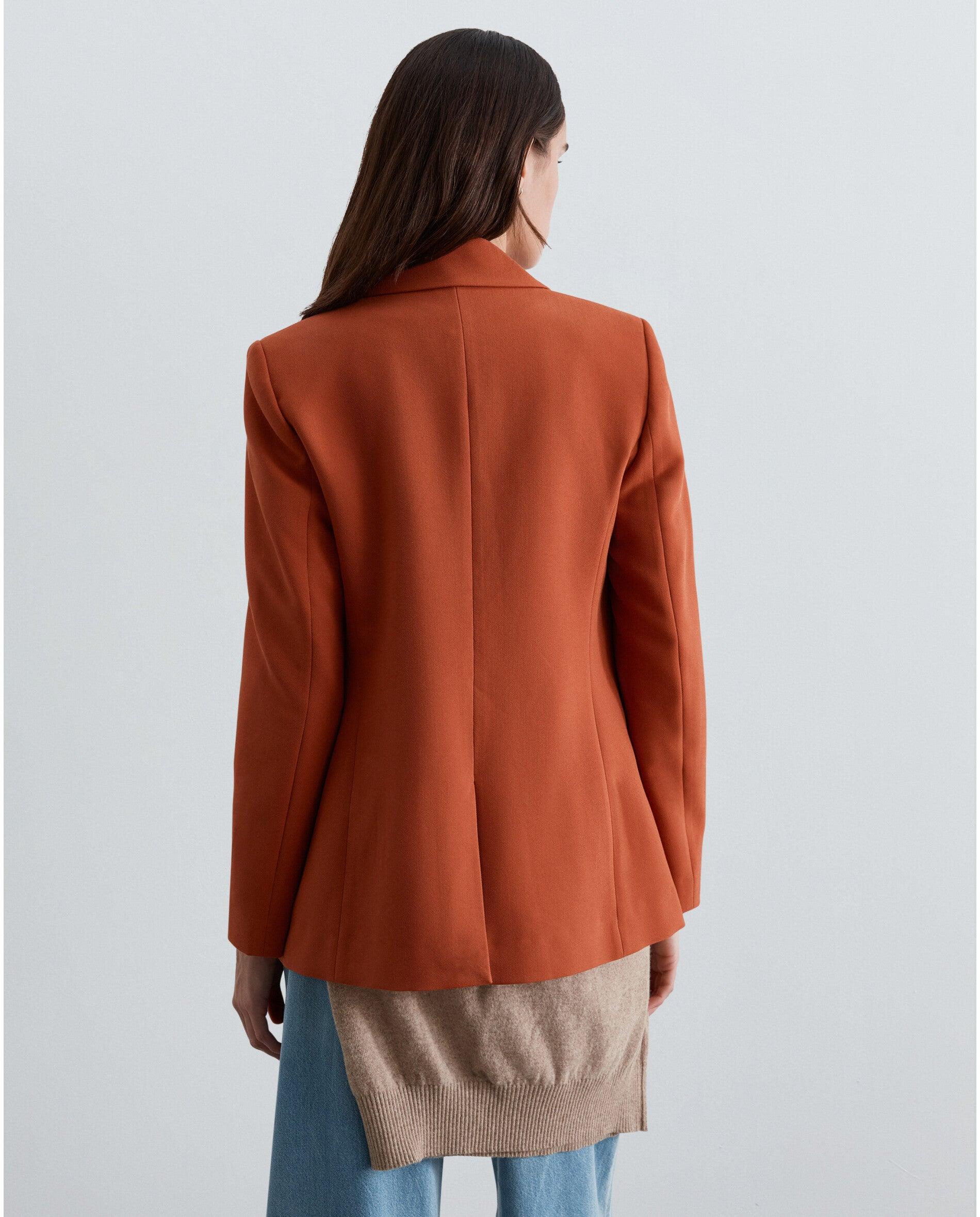 Blazer de mujer en tejido fluido con cierre cruzado - Scalpers - Terracota Terracota-2