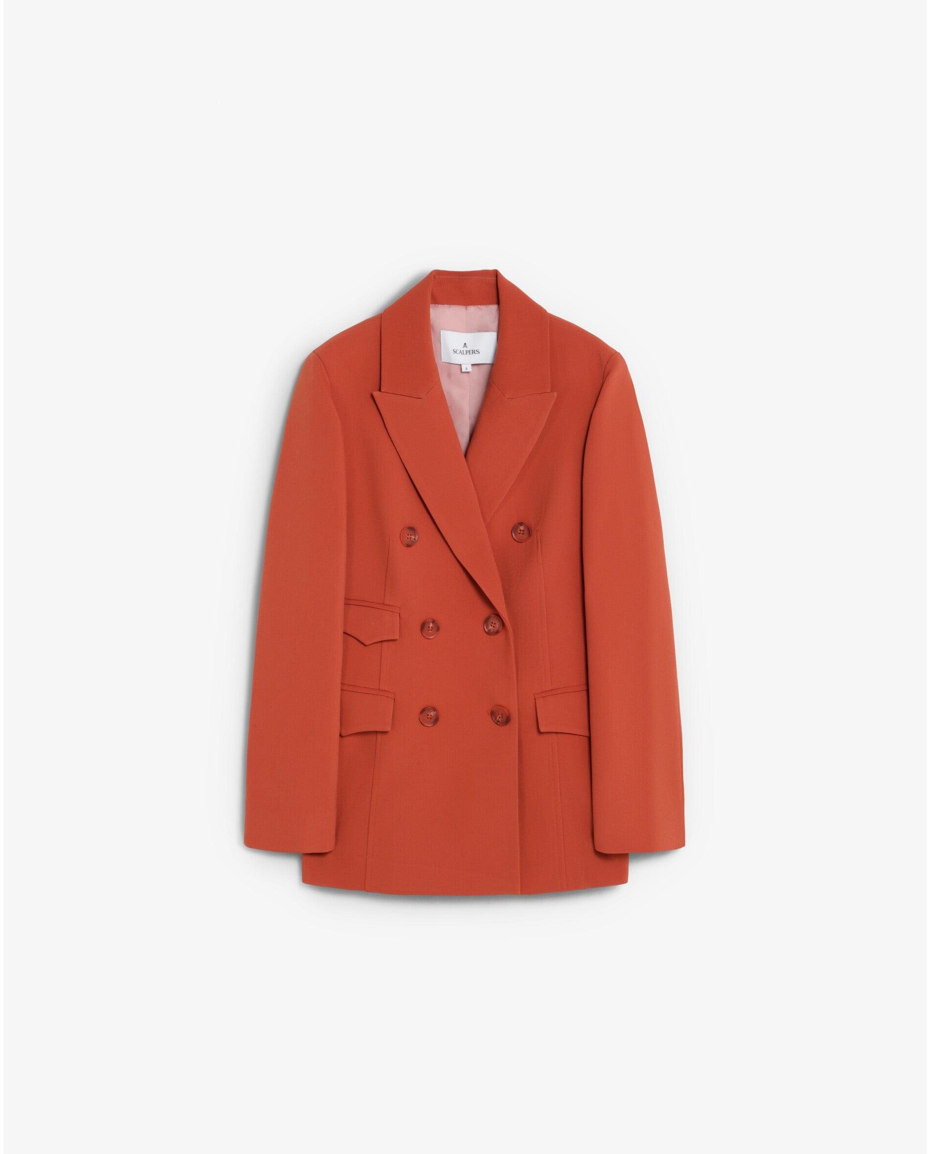 Blazer de mujer en tejido fluido con cierre cruzado - Scalpers - Terracota Terracota-6