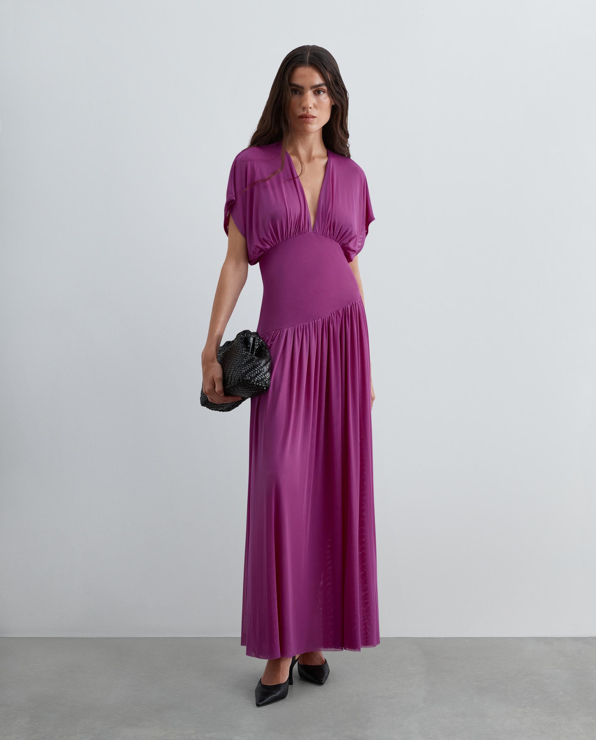 Vestido largo en gasa de punto - Scalpers - Fucsia Fucsia-1