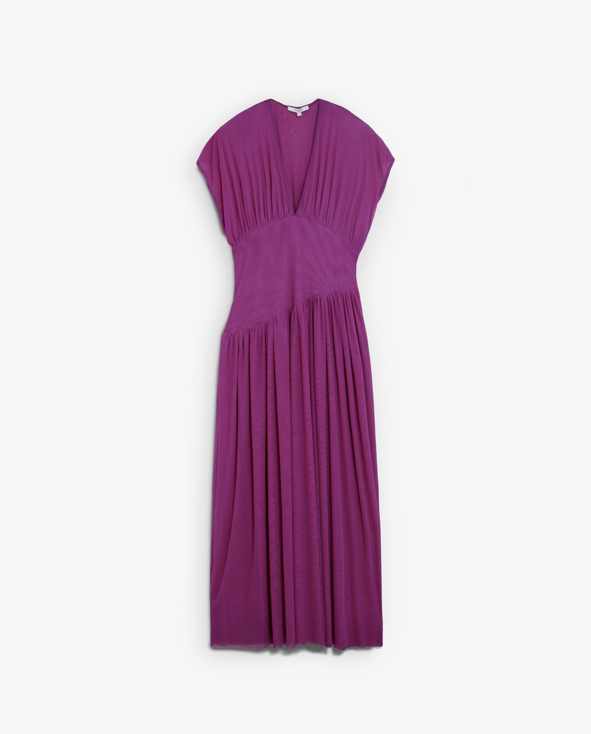 Vestido largo en gasa de punto - Scalpers - Fucsia Fucsia-6