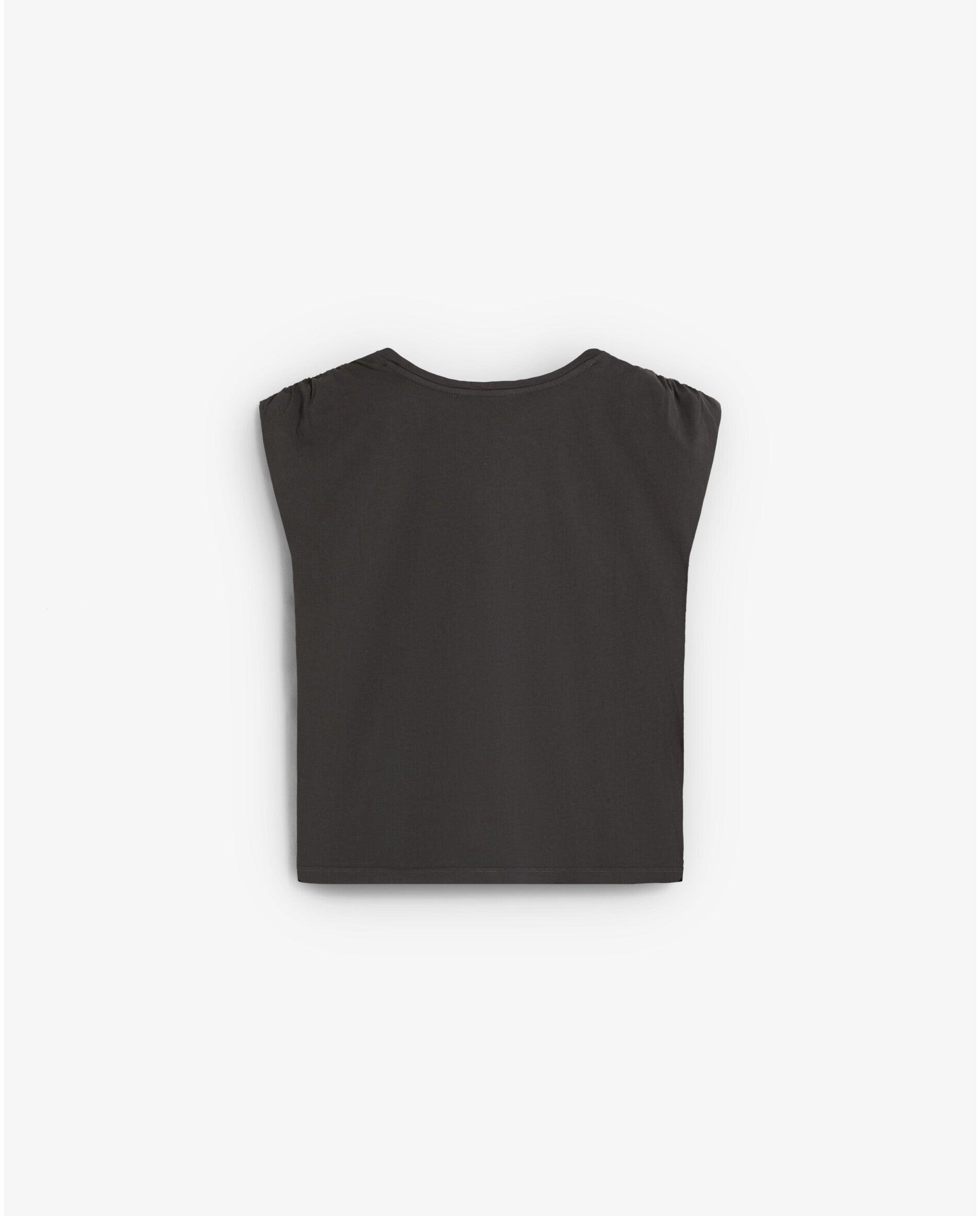 Camiseta de mujer con pliegues y hombreras - Scalpers - Gris Gris-2
