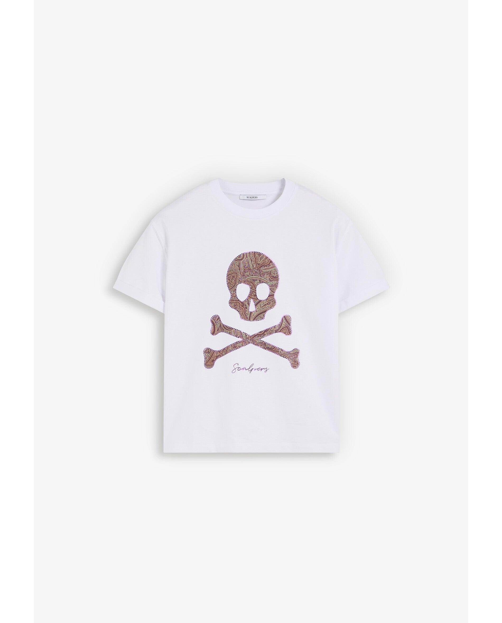 Imagen 0 de Camiseta de mujer con calavera de estampado paisley Blanco
