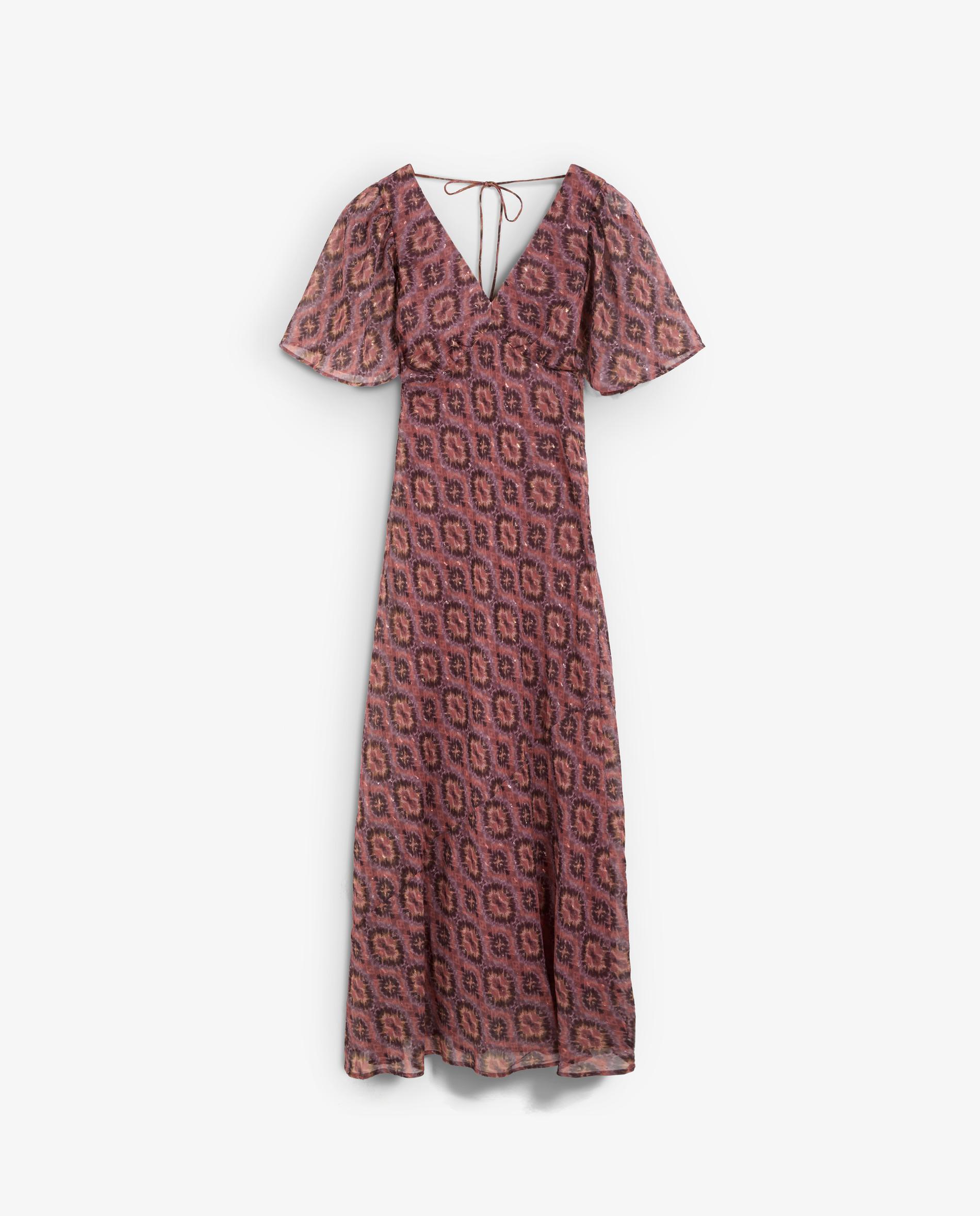 Vestido midi estampado con detalles en hilo metalizado - Scalpers - Maquillaje Maquillaje-5