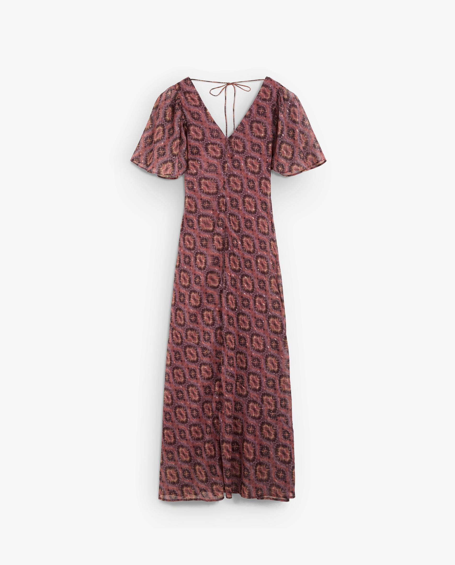 Vestido midi estampado con detalles en hilo metalizado - Scalpers - Maquillaje Maquillaje-4