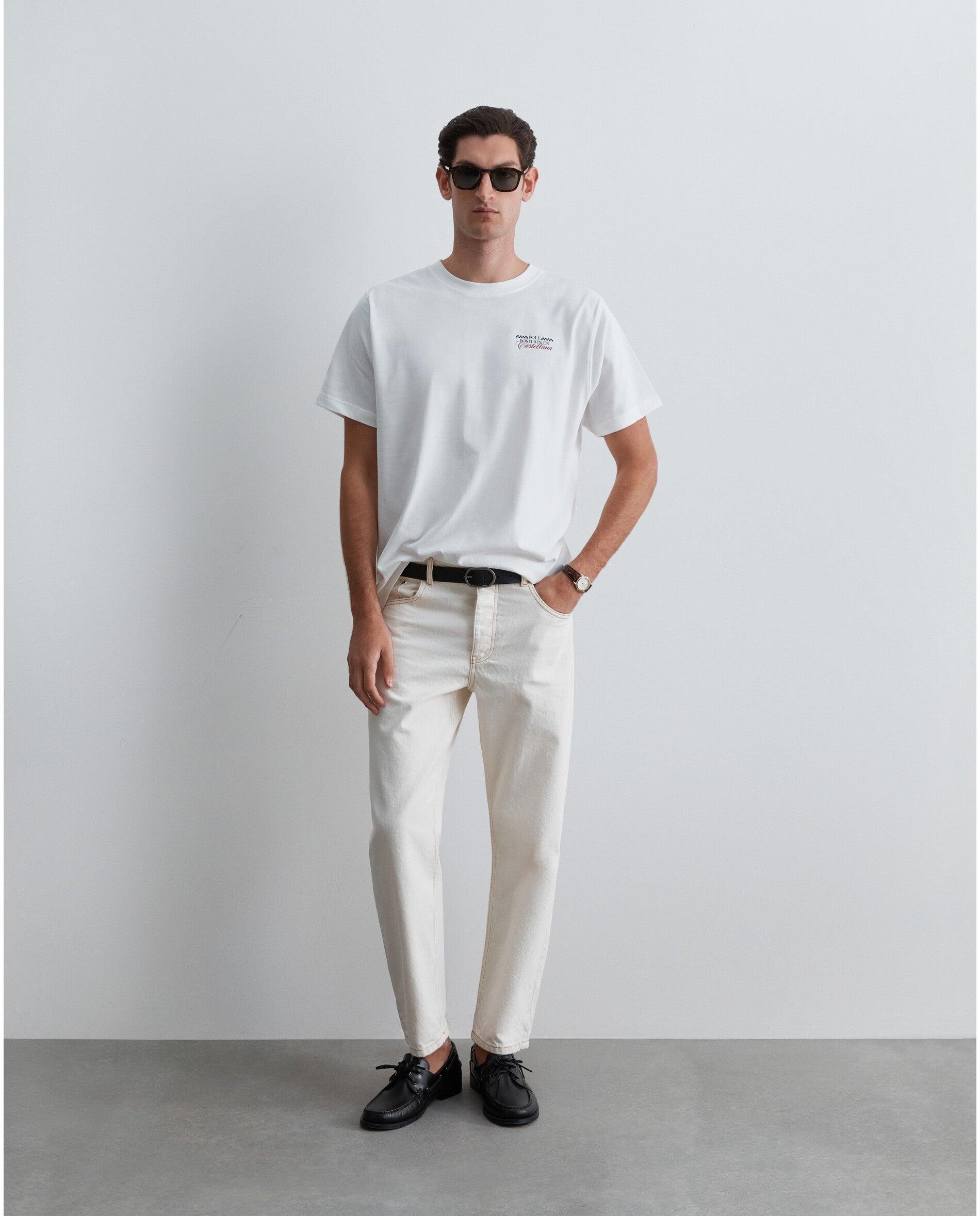 Camiseta de manga corta de hombre relaxed fit con print trasero - Scalpers - Blanco Blanco-3