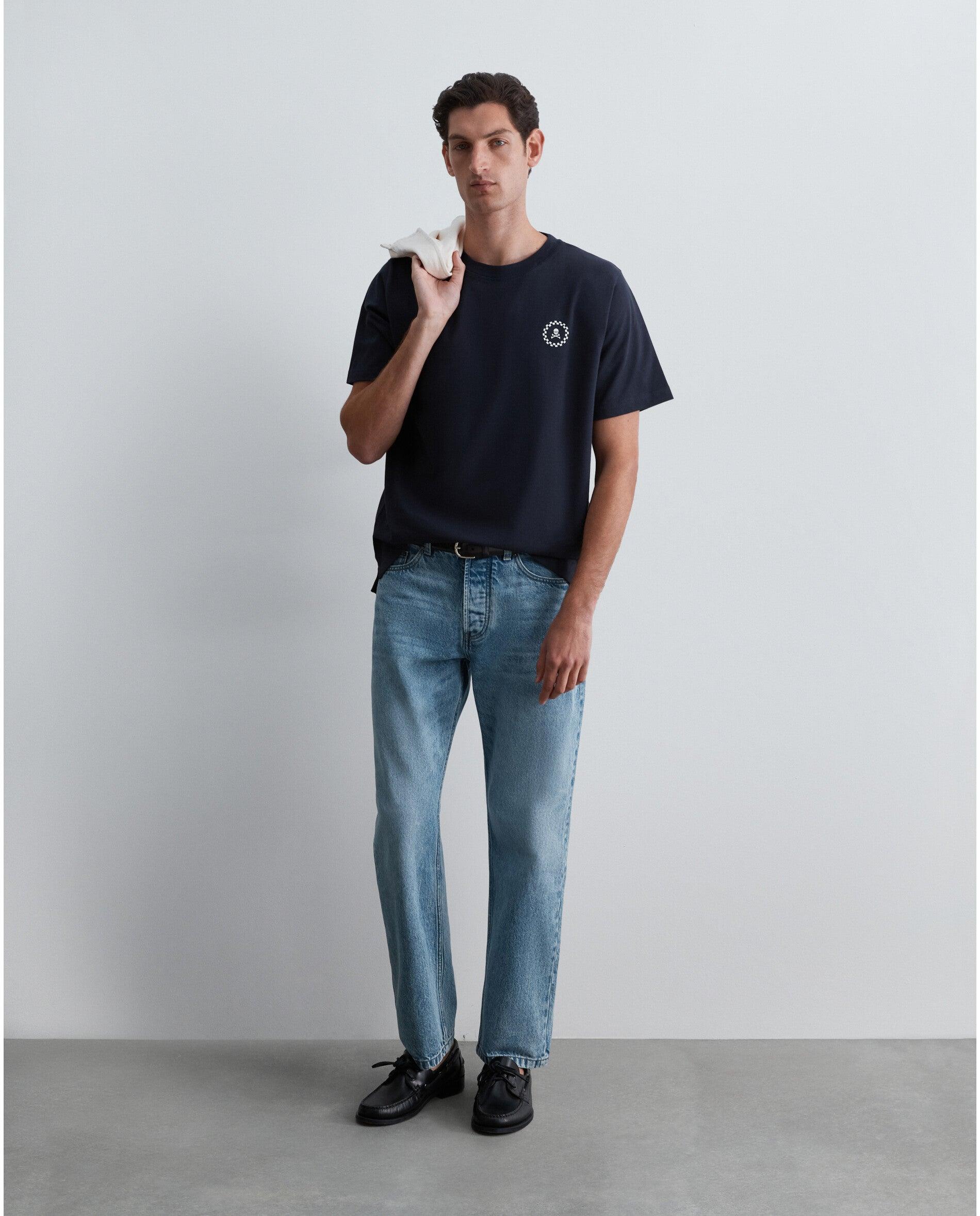 Camiseta de manga corta de hombre relaxed fit con estampado trasero - Scalpers - Navy Navy-3
