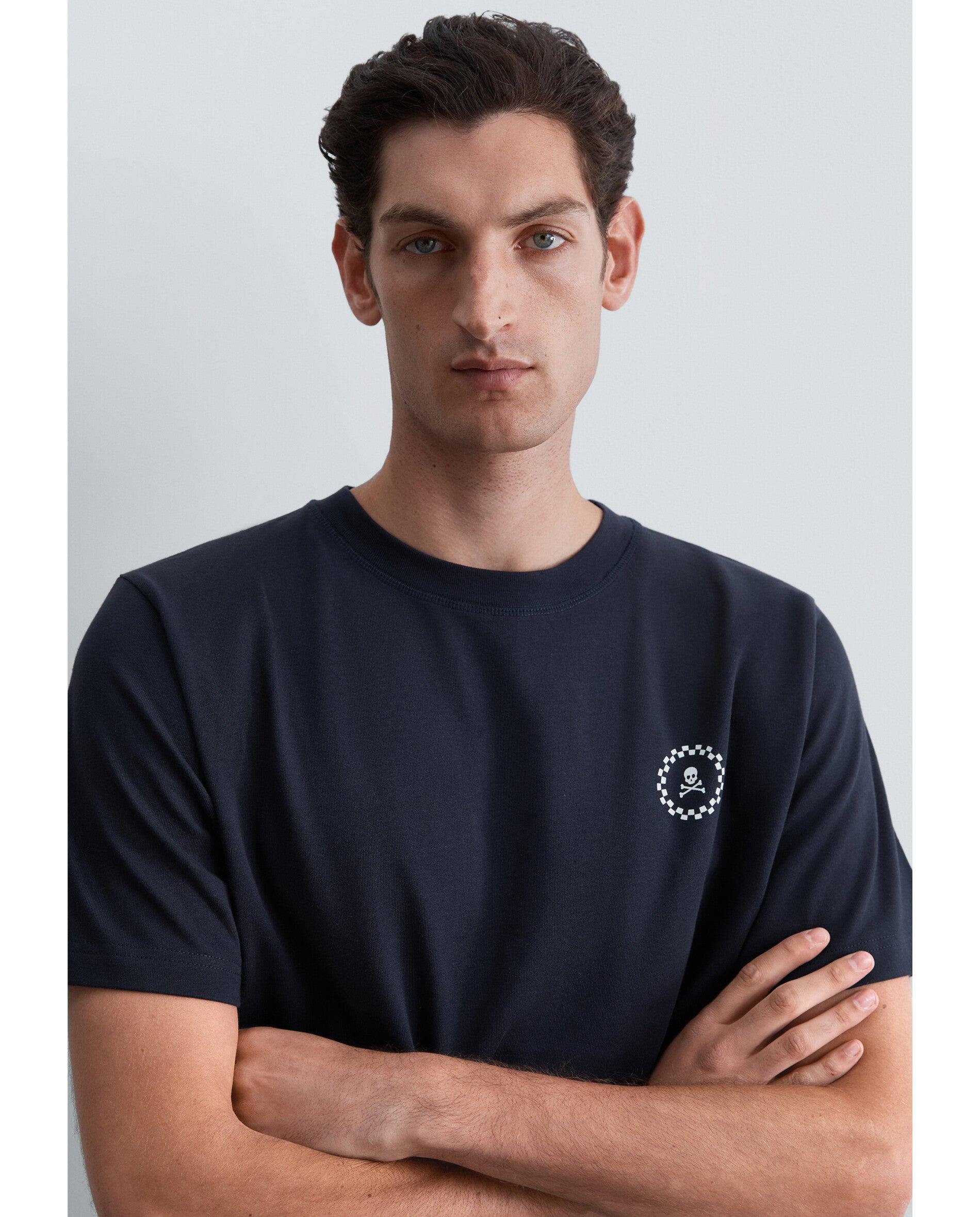 Camiseta de manga corta de hombre relaxed fit con estampado trasero - Scalpers - Navy Navy-4