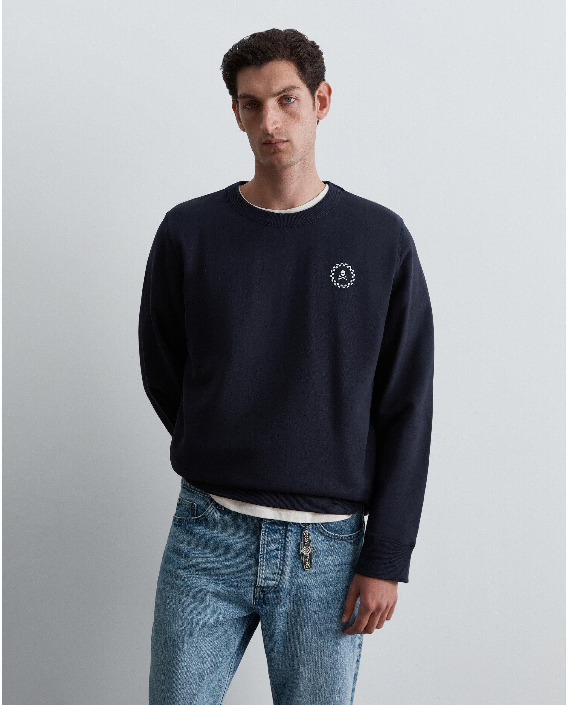 Imagen 0 de Sudadera de hombre con cuello redondo y logo trasero bordado Navy