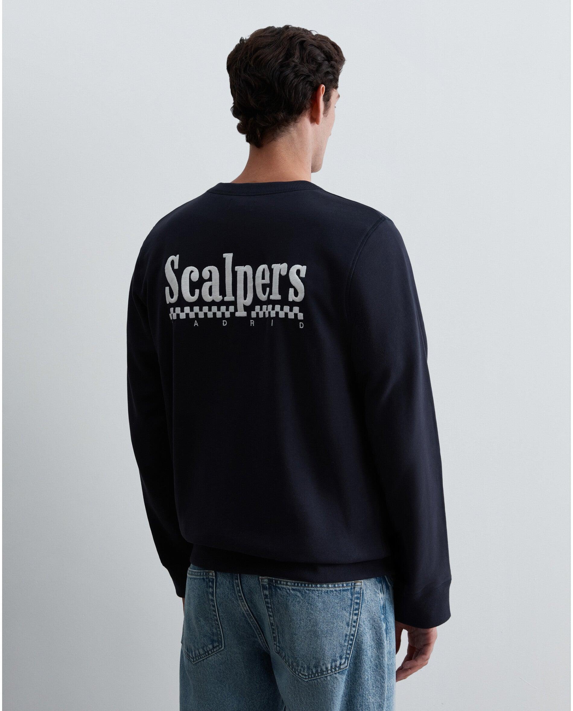 Sudadera de hombre con cuello redondo y logo trasero bordado - Scalpers - Navy Navy-2