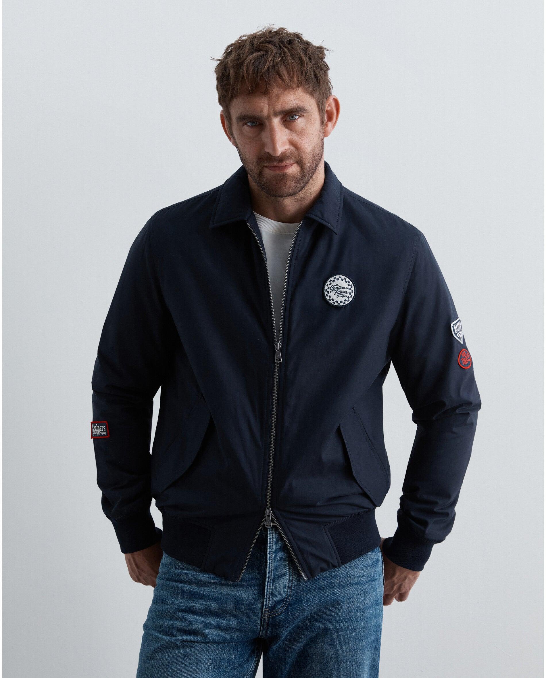 Imagen 0 de Cazadora bomber de hombre con cuello camisero y logo trasero Navy