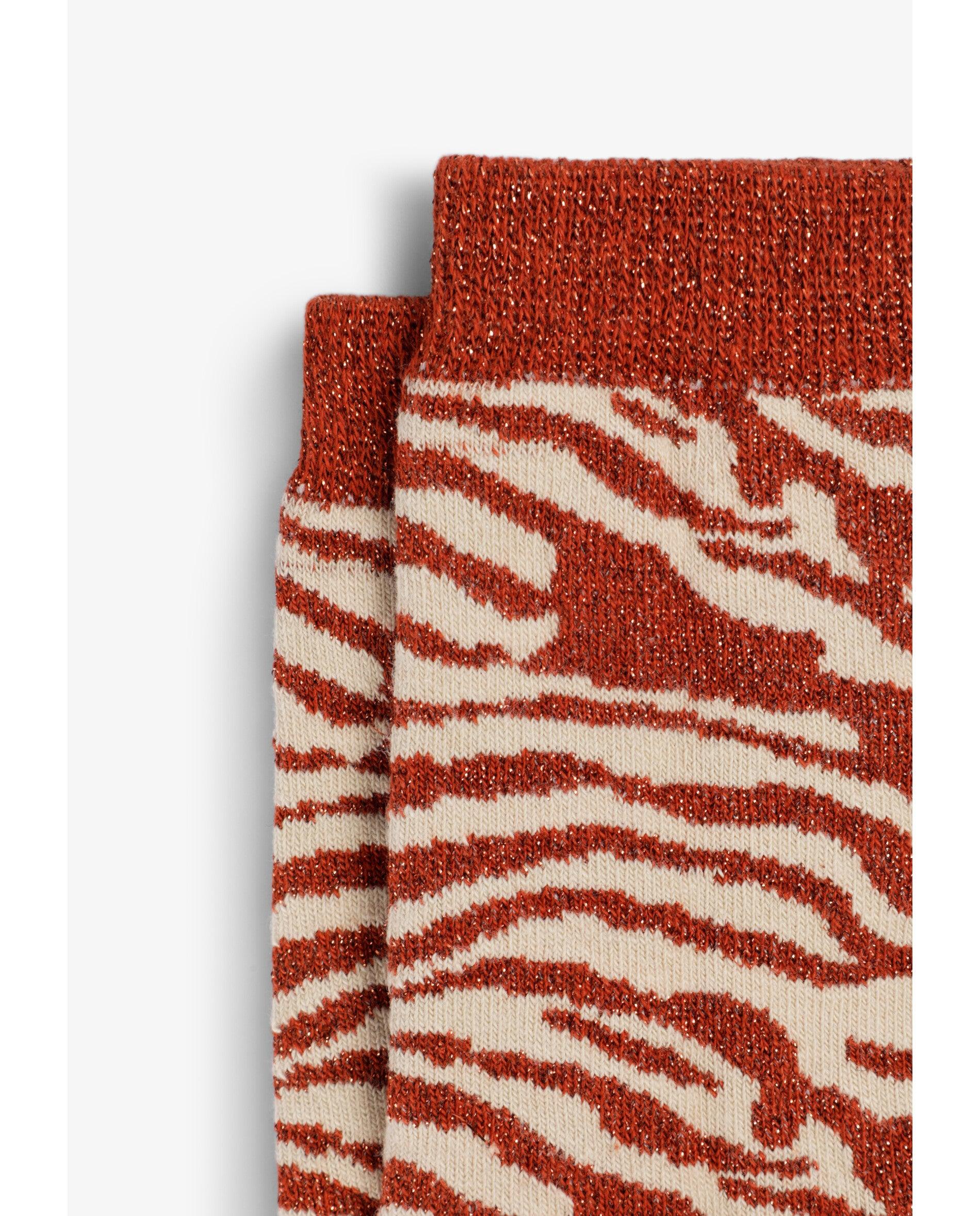 Imagen 2 de Calcetines de mujer de caña media con estampado animal print - Scalpers - Naranja Naranja