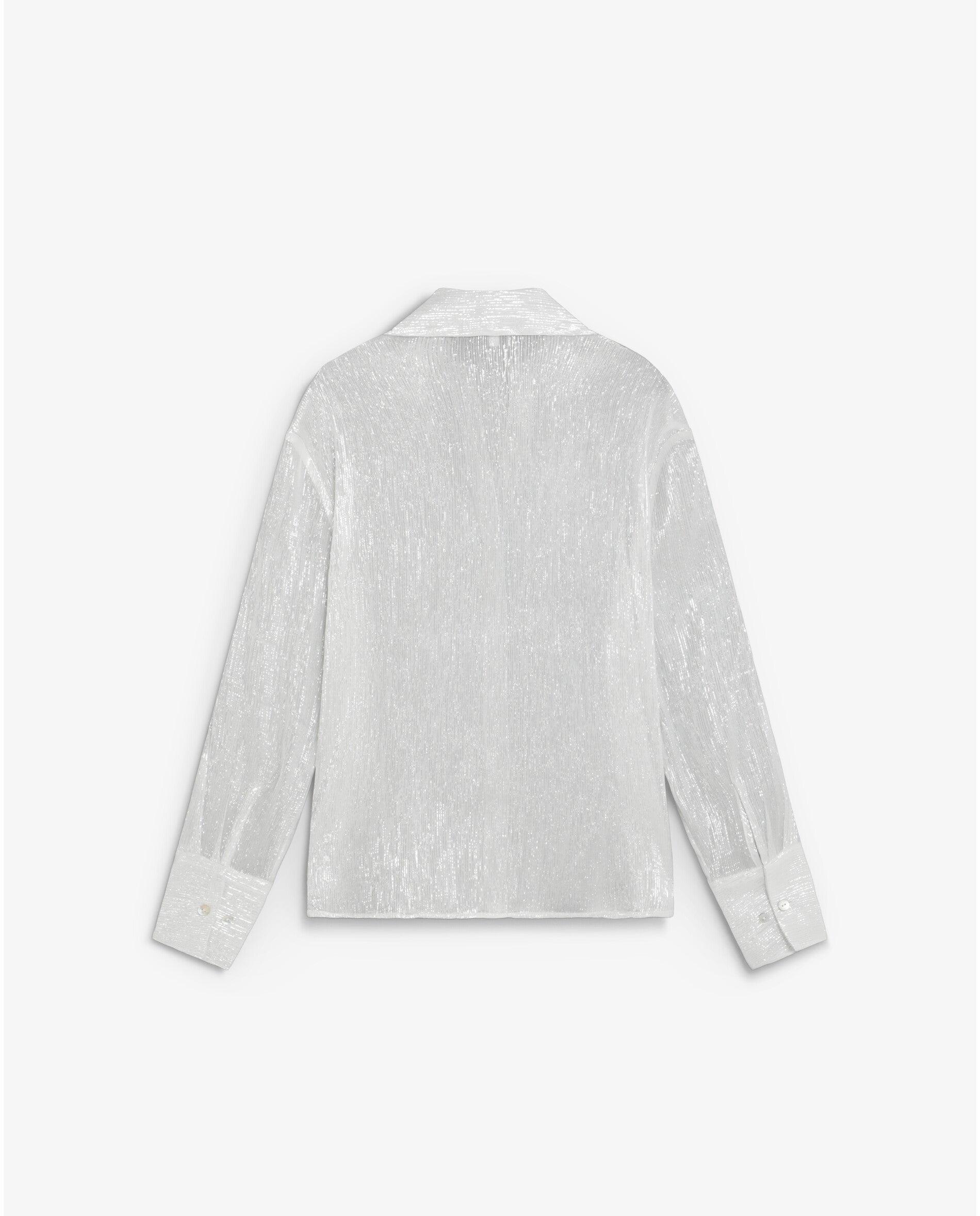 Camisa de mujer en seda con hilo metalizado - Scalpers - Plata Plata-2