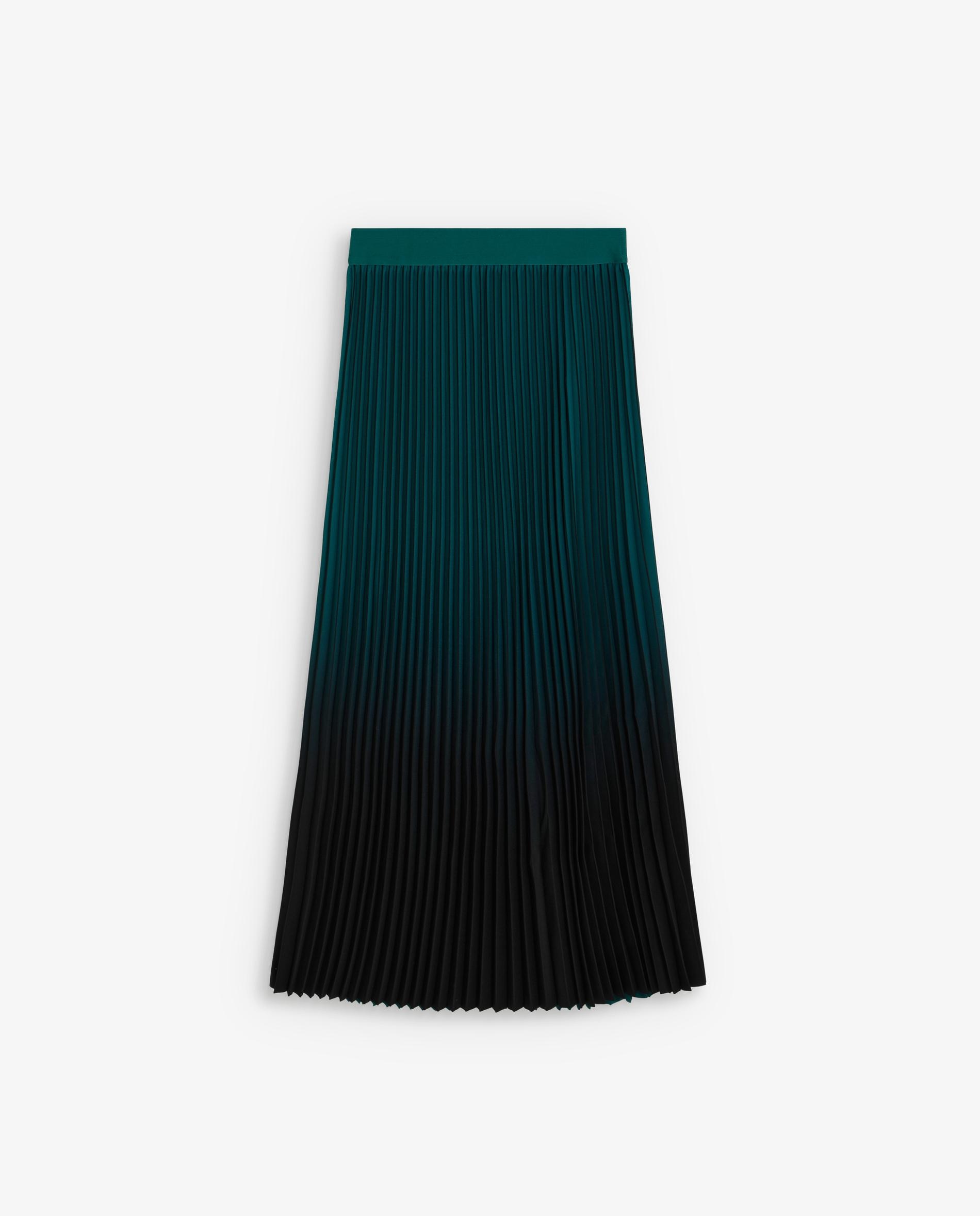 Falda midi en tejido plisado efecto degradado - Scalpers - Verde morado Verde morado-2