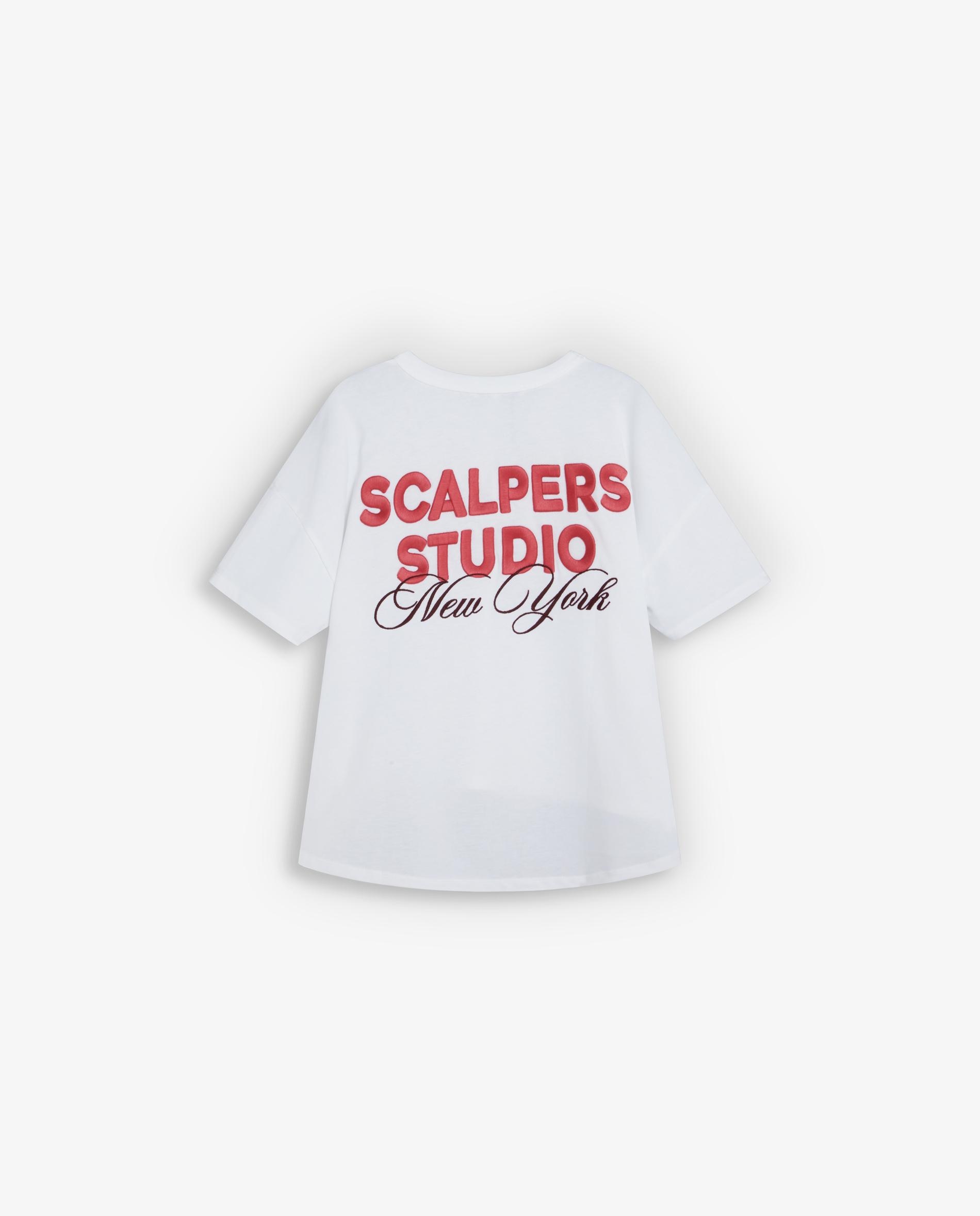 Camiseta de mujer relaxed fit con bordado trasero - Scalpers - Blanco Blanco-2