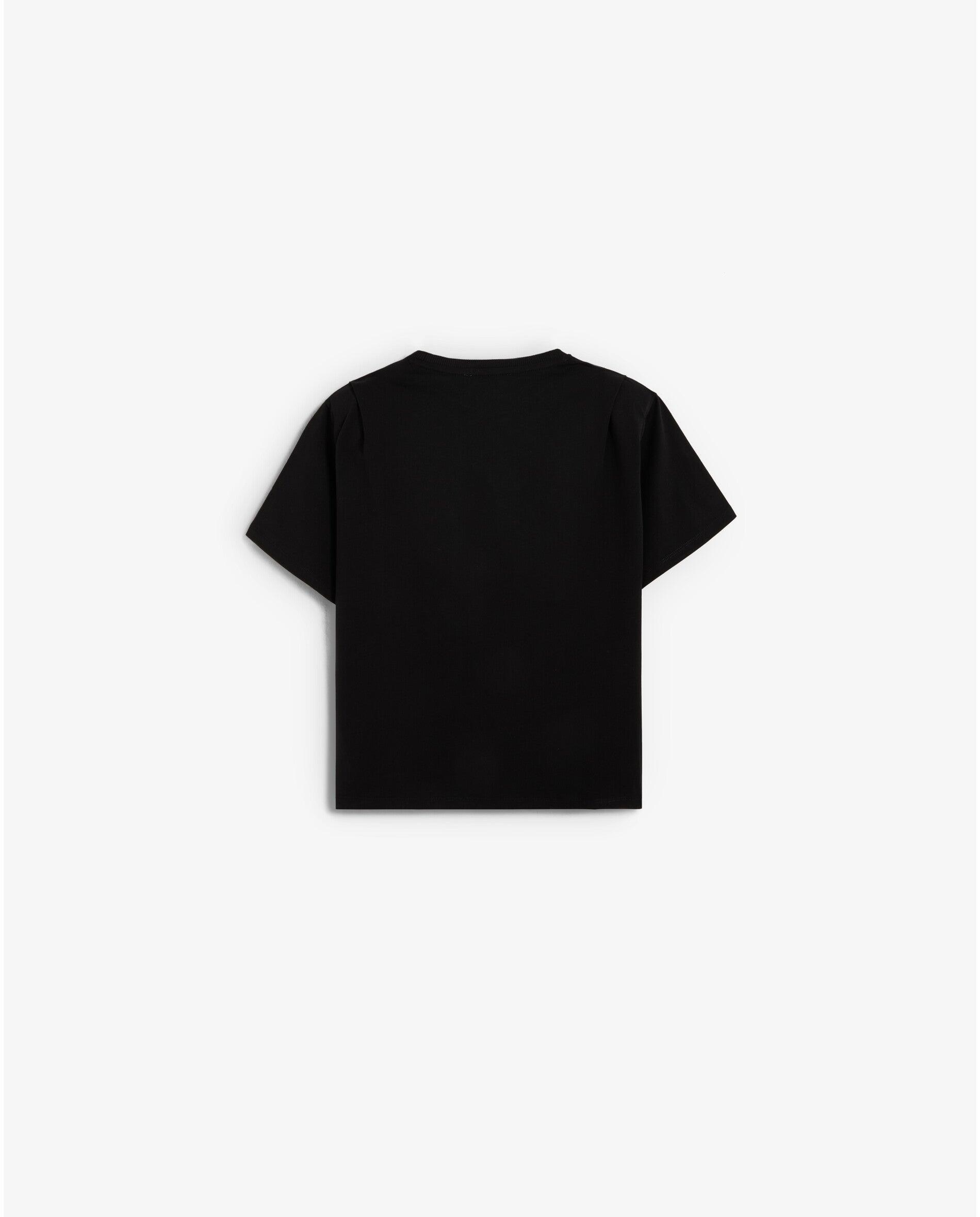 Camiseta de mujer relaxed fit con detalle de hombreras con pliegues - Scalpers - Negro Negro-2