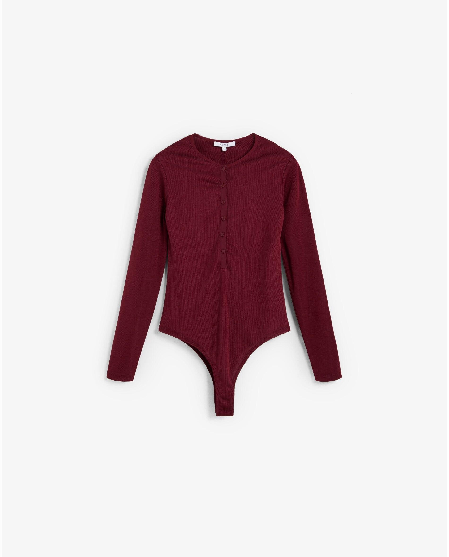 Body de mujer en tejido elástico con botones - Scalpers - Burdeos Burdeos-1