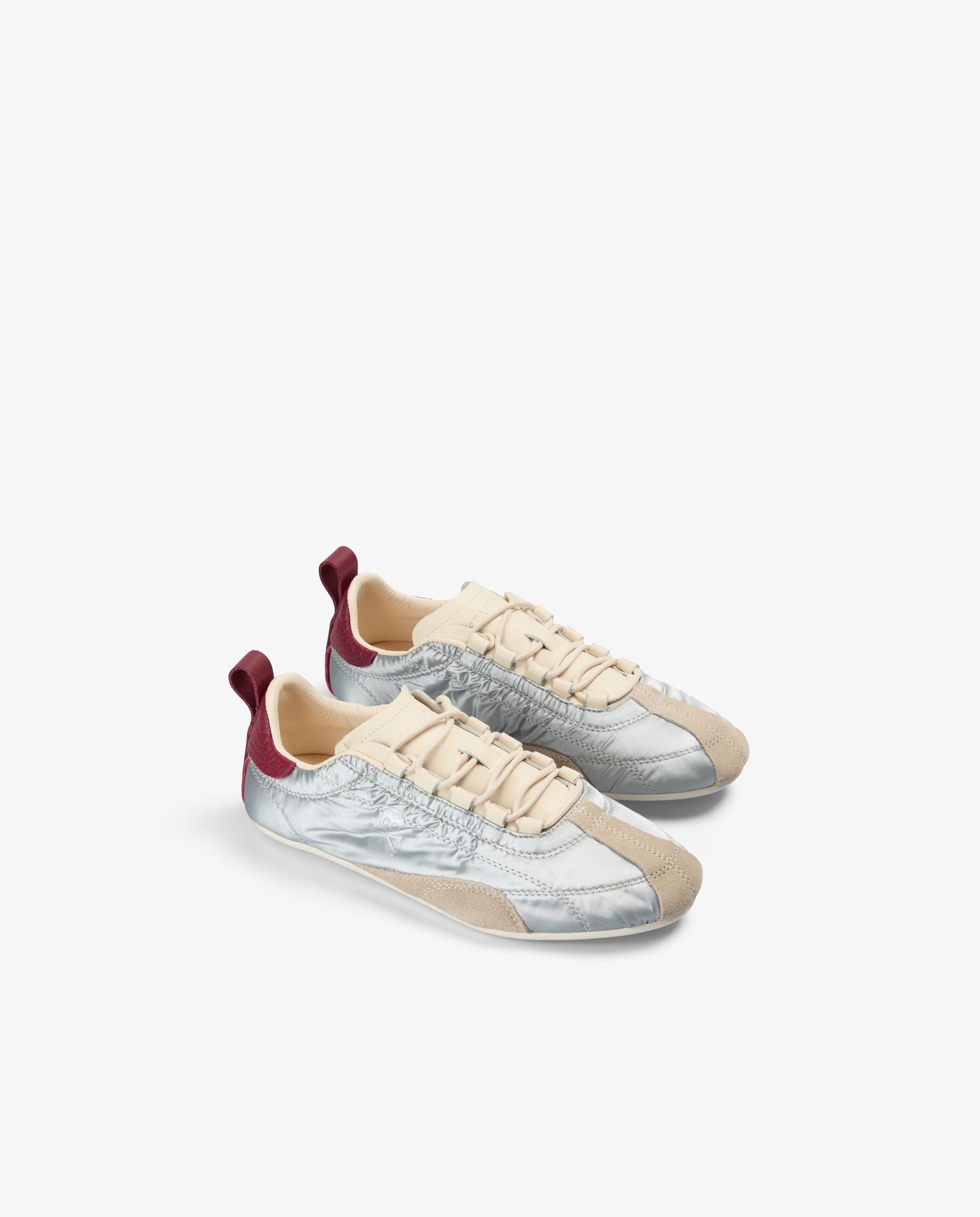 Imagen 2 de Zapatillas retro de mujer en tejido metalizado con suela plana - Scalpers - Plata Plata