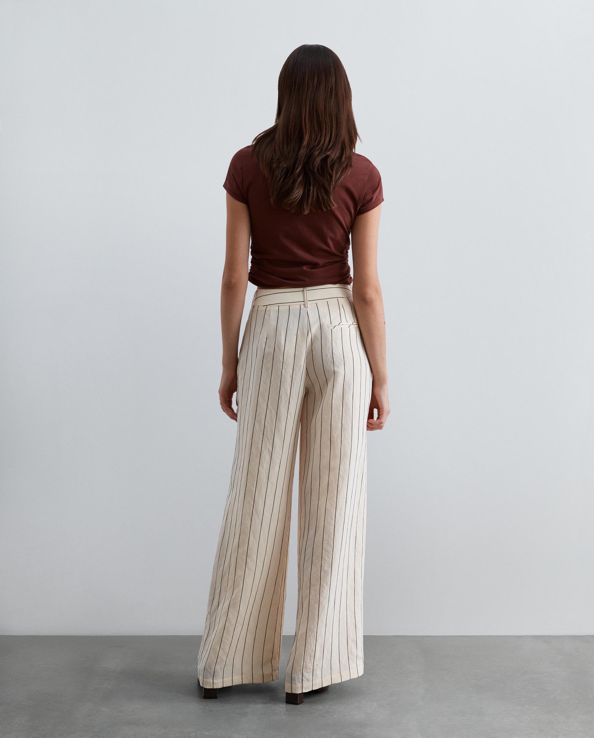Imagen 3 de Pantalón ancho de mujer en tejido fluido de rayas - Scalpers - Crudo Crudo