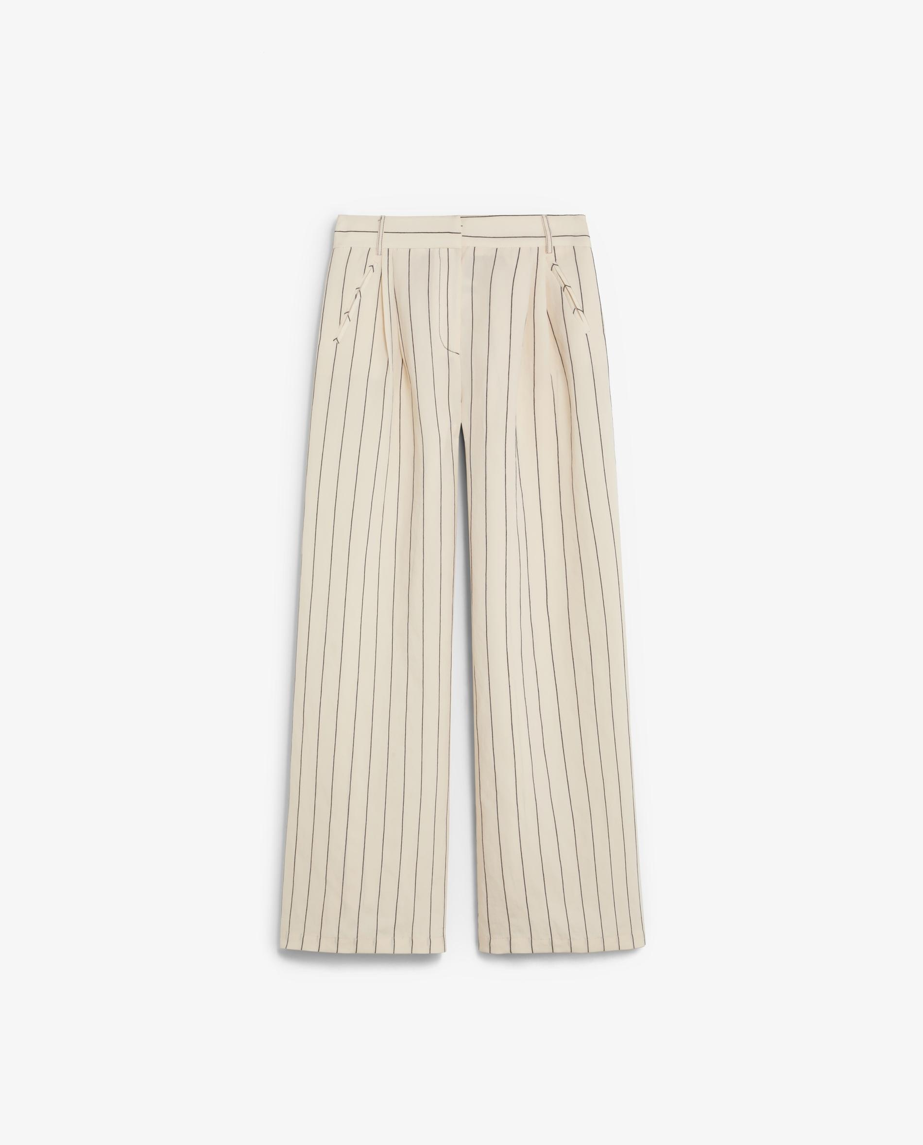 Imagen 5 de Pantalón ancho de mujer en tejido fluido de rayas - Scalpers - Crudo Crudo
