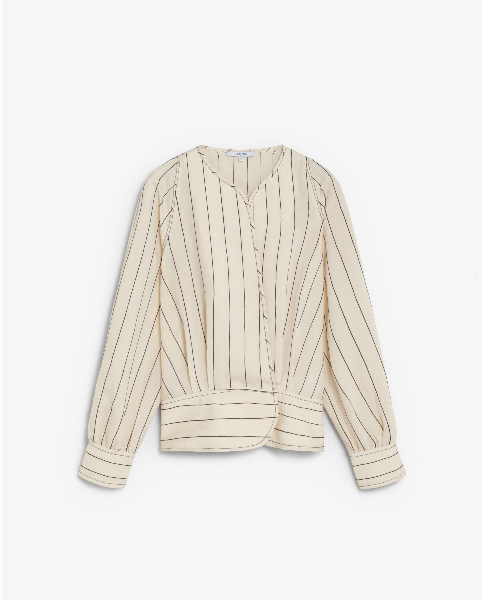 Camisa de mujer cruzada con estampado de rayas - Scalpers - Crudo Crudo-1