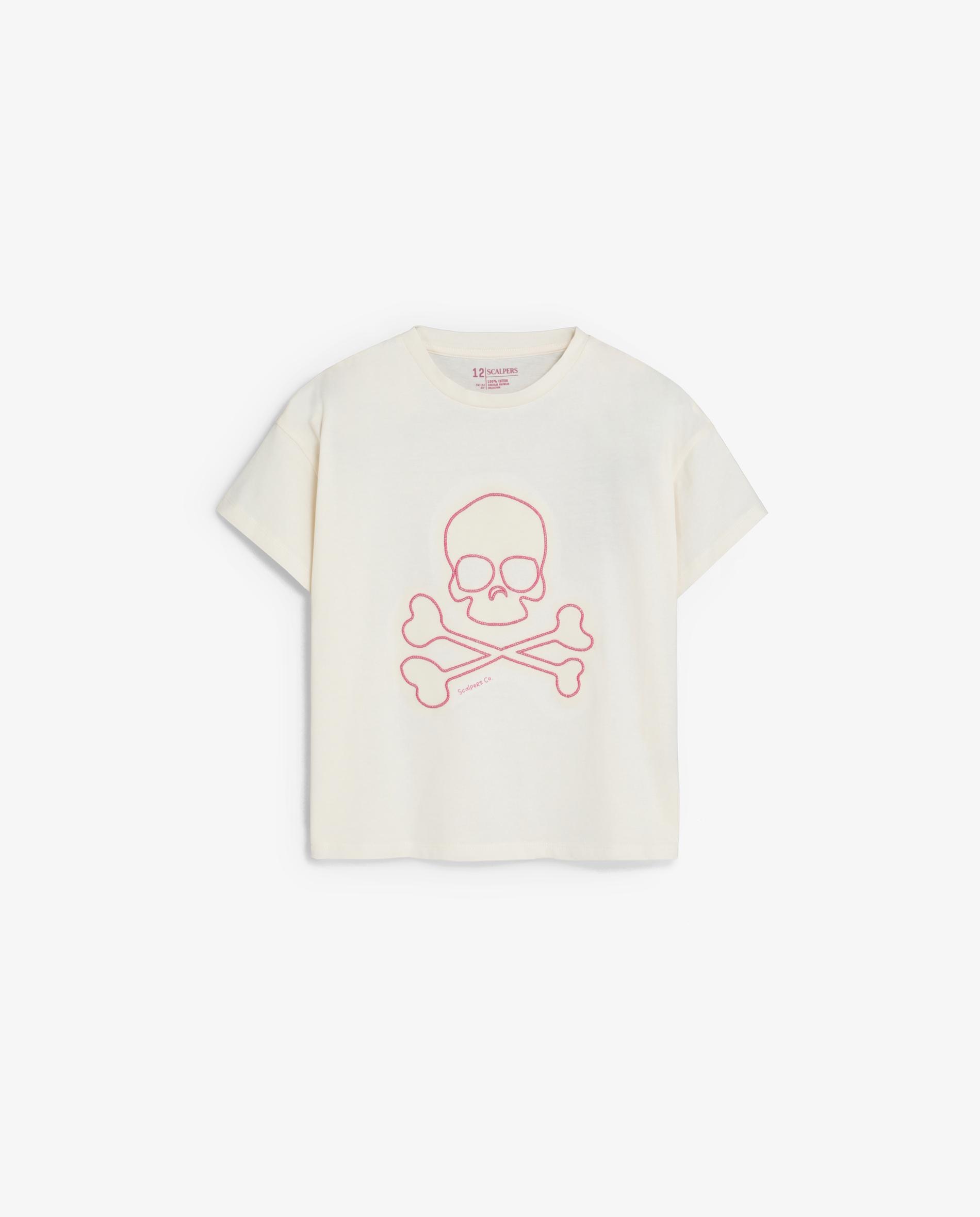 Imagen 0 de Camiseta de niña relaxed fit con calavera efecto magic Blanco