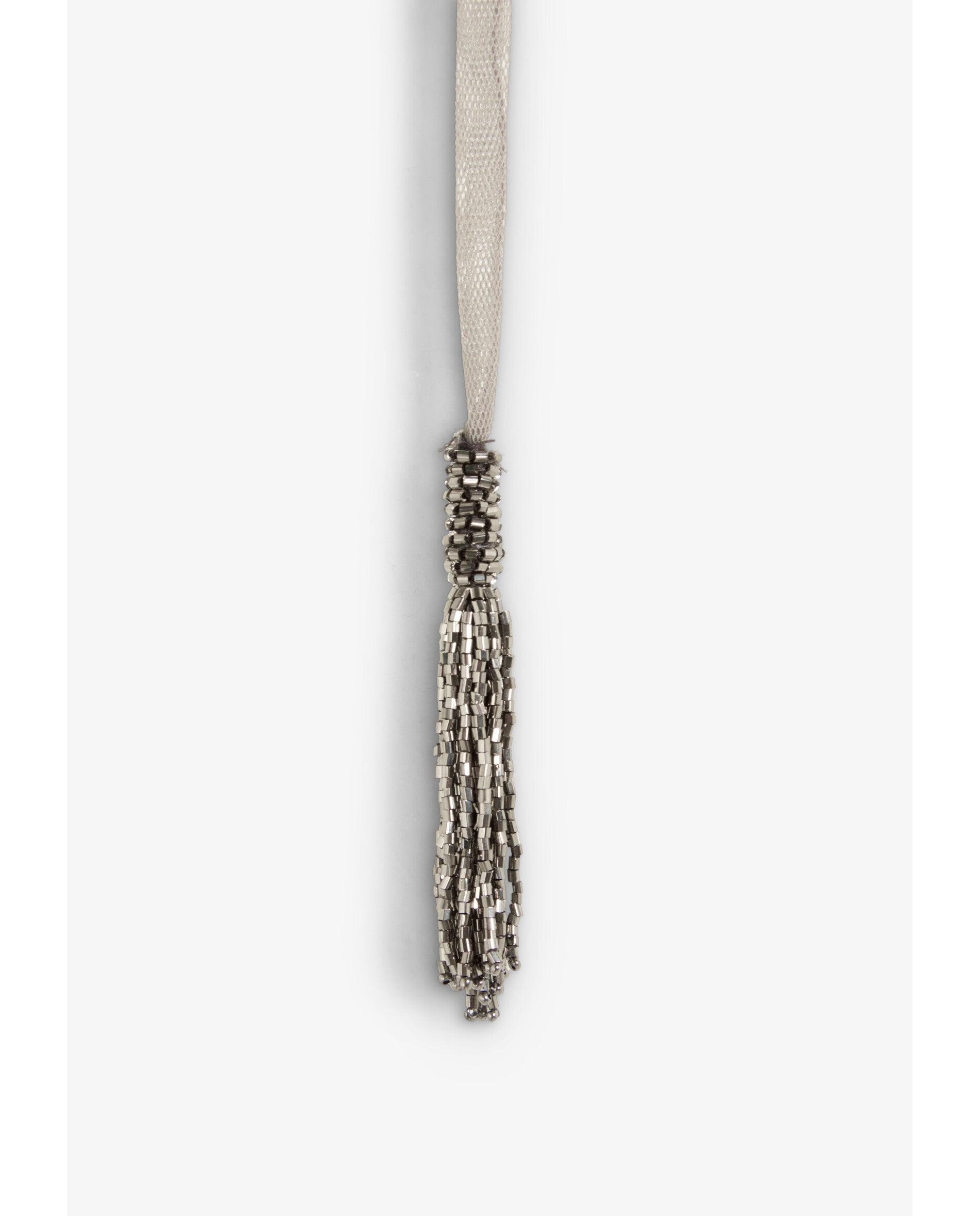Bandana de mujer de gasa con bordados florales y flecos - Scalpers - Plata Plata-4