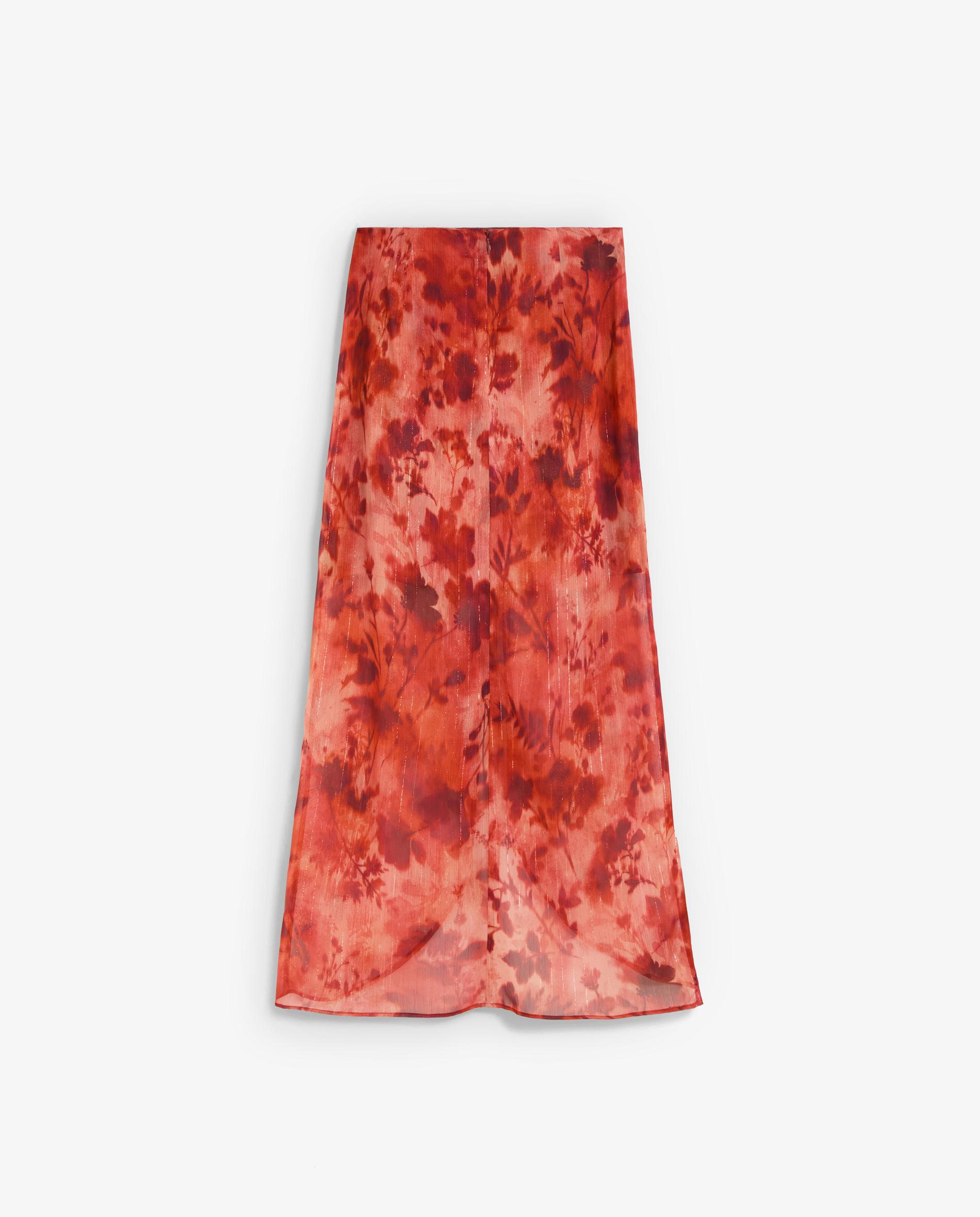 Falda midi estampada en tejido fluido con lurex - Scalpers - Rojo Rojo-4